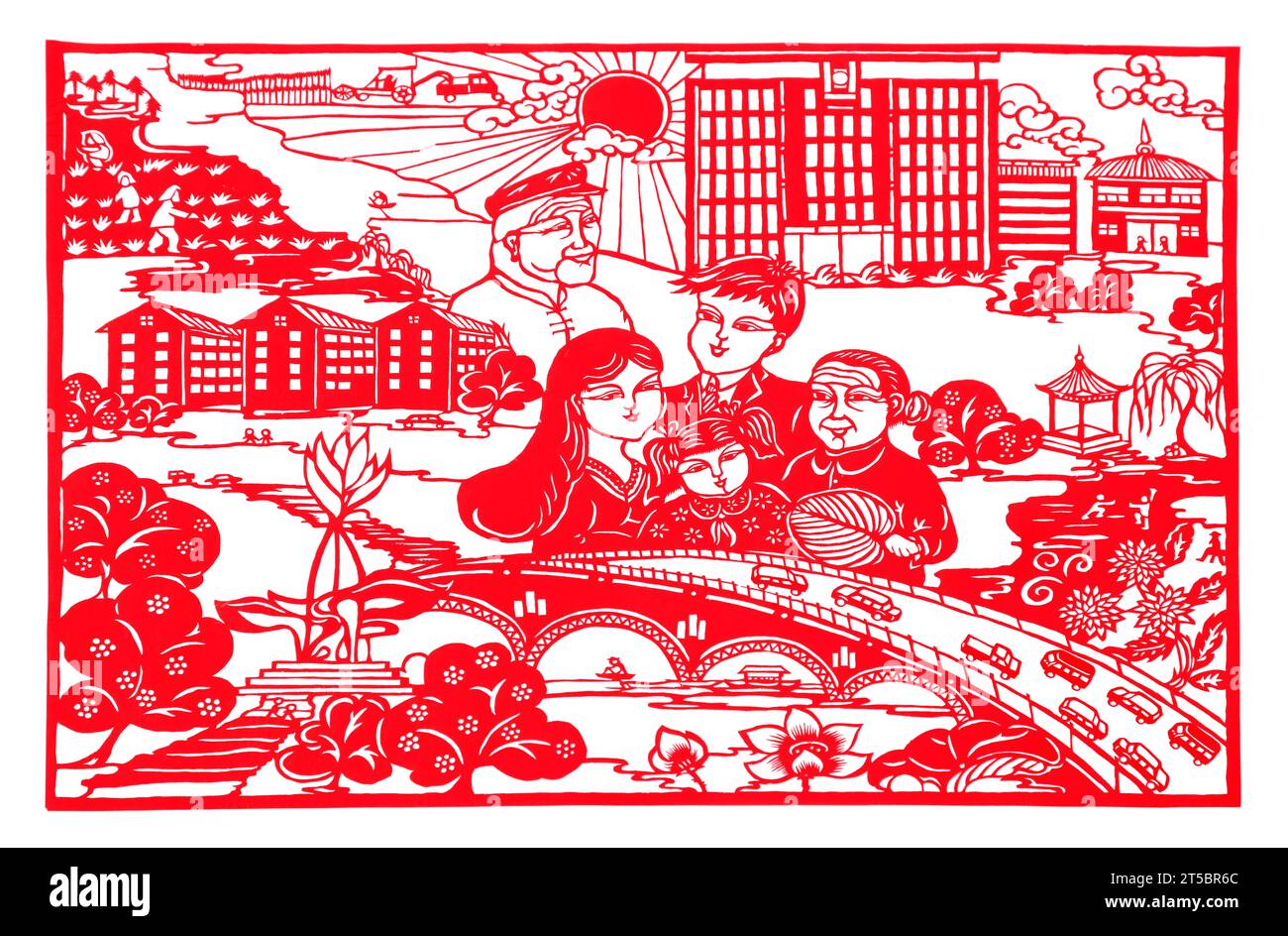 Œuvres traditionnelles chinoises découpées en papier, gros plan de la photo Banque D'Images