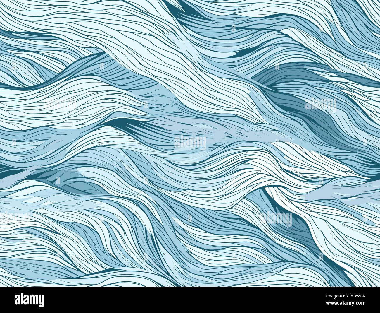 Dessin de texture de vent abstrait mer océan et illustration de rivière séparés, balayant des lignes surdessinées. Illustration de Vecteur