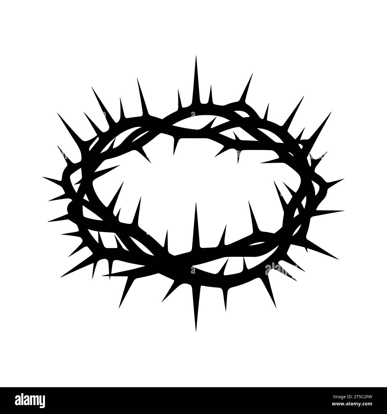 Icône de couronne d'épines. Silhouette noire d'un symbole religieux du christianisme. Illustration vectorielle. Illustration de Vecteur