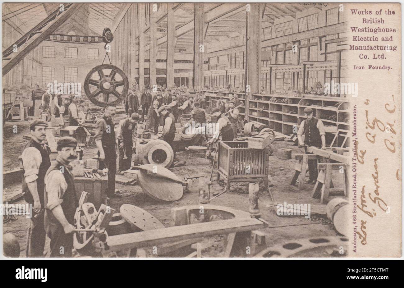Travaux de la British Westinghouse Electric and Manufacturing Co. Ltd., fonderie de fer, Old Trafford, Manchester, début du 20e siècle Banque D'Images