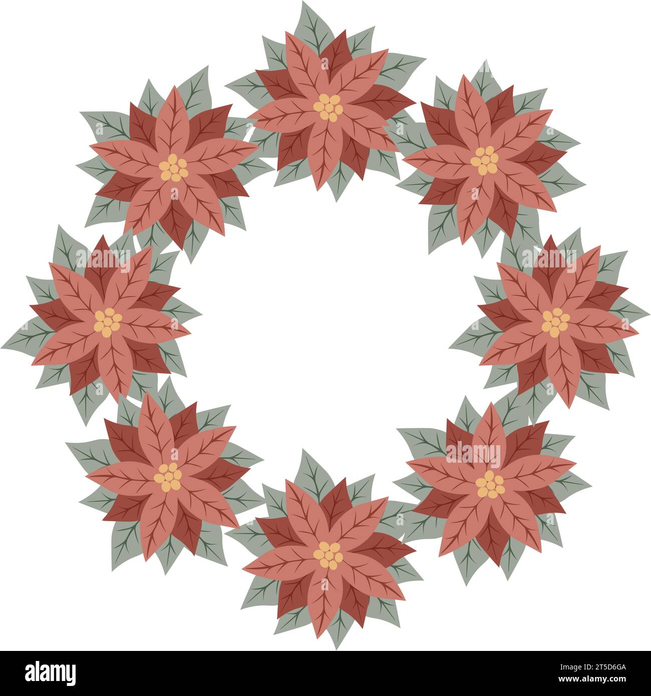 Étoile de Noël, couronne de poinsettia rouge. Design pour les cartes du nouvel an, scrapbooking, autocollants, planificateur, invitations. Illustration vectorielle Illustration de Vecteur