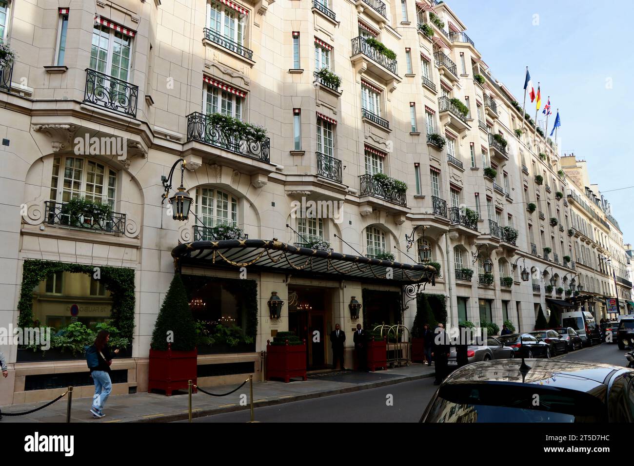 Hôtel le Bristol rue du Faubourg Saint-Honoré à Paris, France Banque D'Images