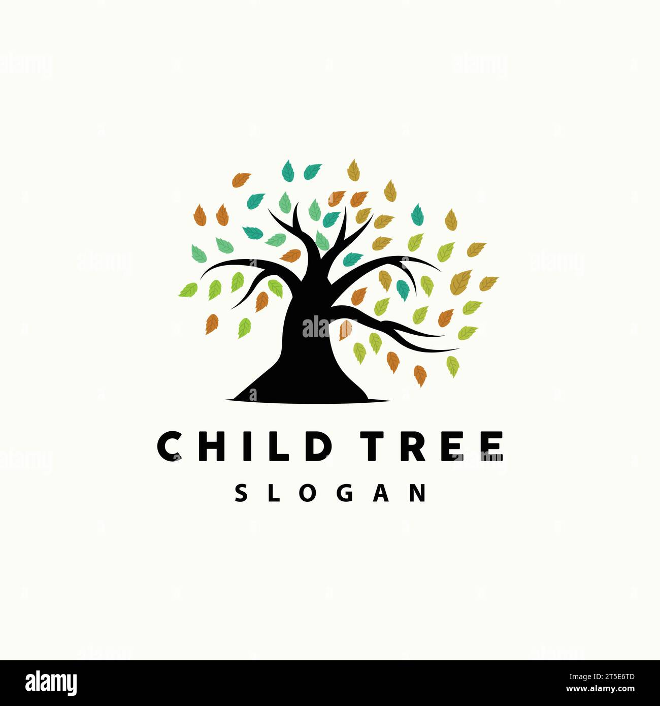 Logo d'arbre, vecteur d'éducation d'équilibre de vie, design d'arbre simple élégant luxueux, icône d'illustration de terrain de jeu Illustration de Vecteur