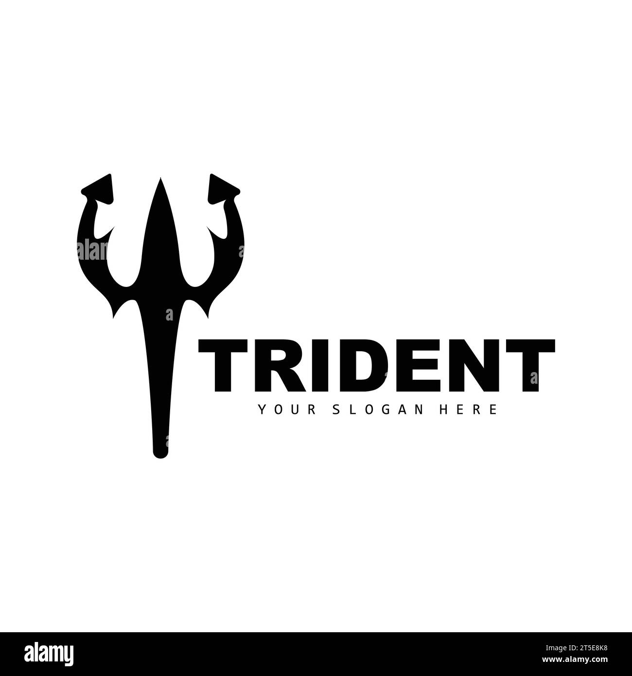 Logo Trident, lance magique vectorielle de Poseidon Neptune, Triton King Design, illustration de marque d'icône de modèle Illustration de Vecteur