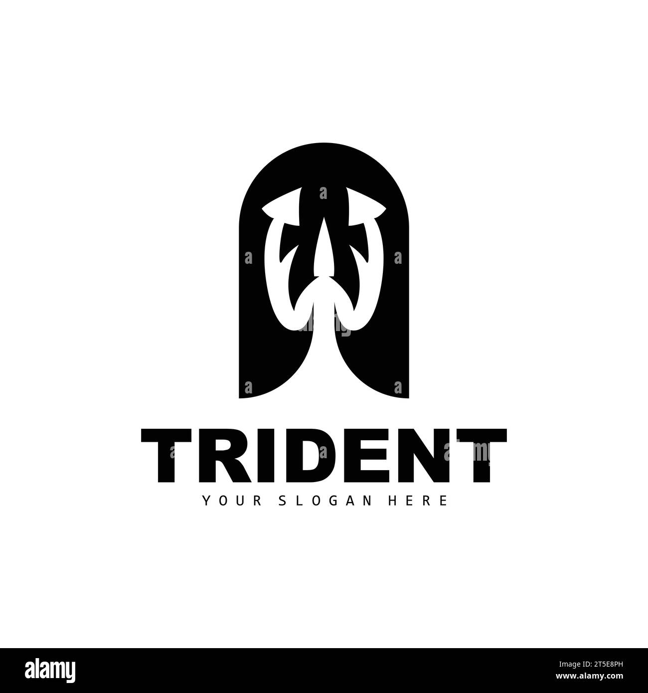 Logo Trident, lance magique vectorielle de Poseidon Neptune, Triton King Design, illustration de marque d'icône de modèle Illustration de Vecteur