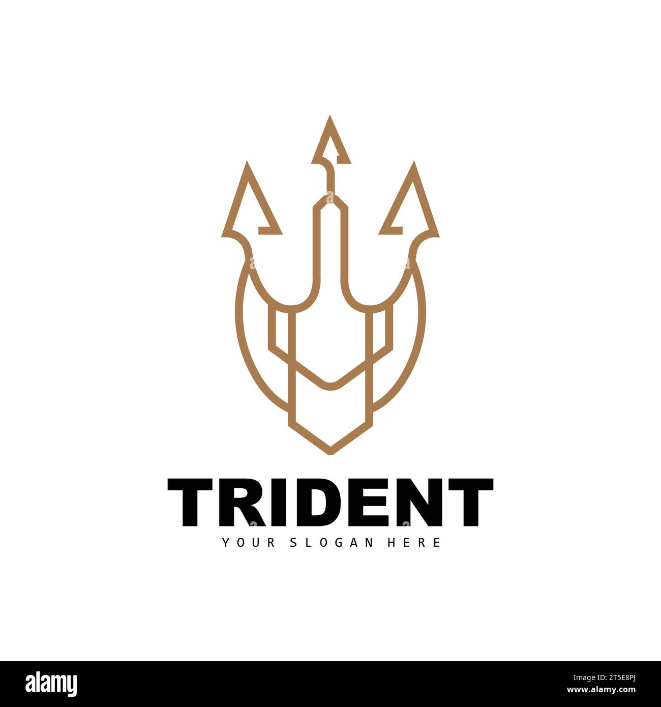 Logo Trident, lance magique vectorielle de Poseidon Neptune, Triton King Design, illustration de marque d'icône de modèle Illustration de Vecteur