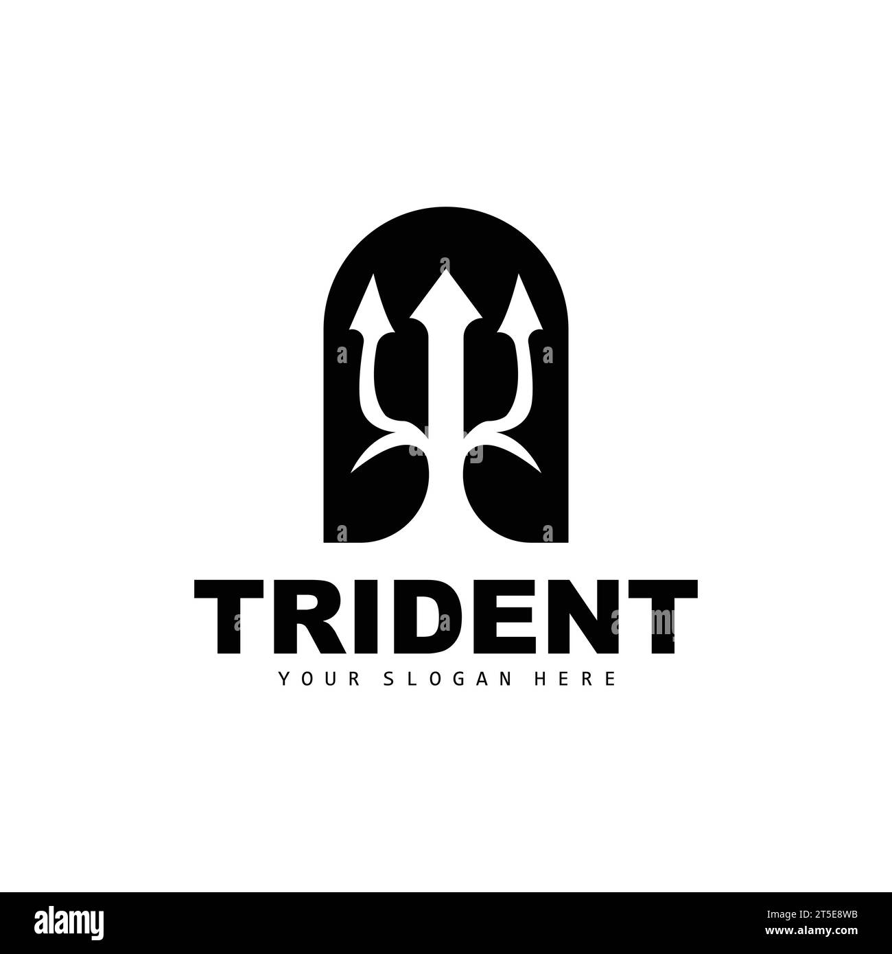 Logo Trident, lance magique vectorielle de Poseidon Neptune, Triton King Design, illustration de marque d'icône de modèle Illustration de Vecteur