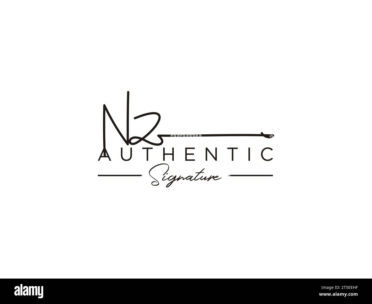 Vecteur de modèle de logo de signature NZ. Illustration de Vecteur