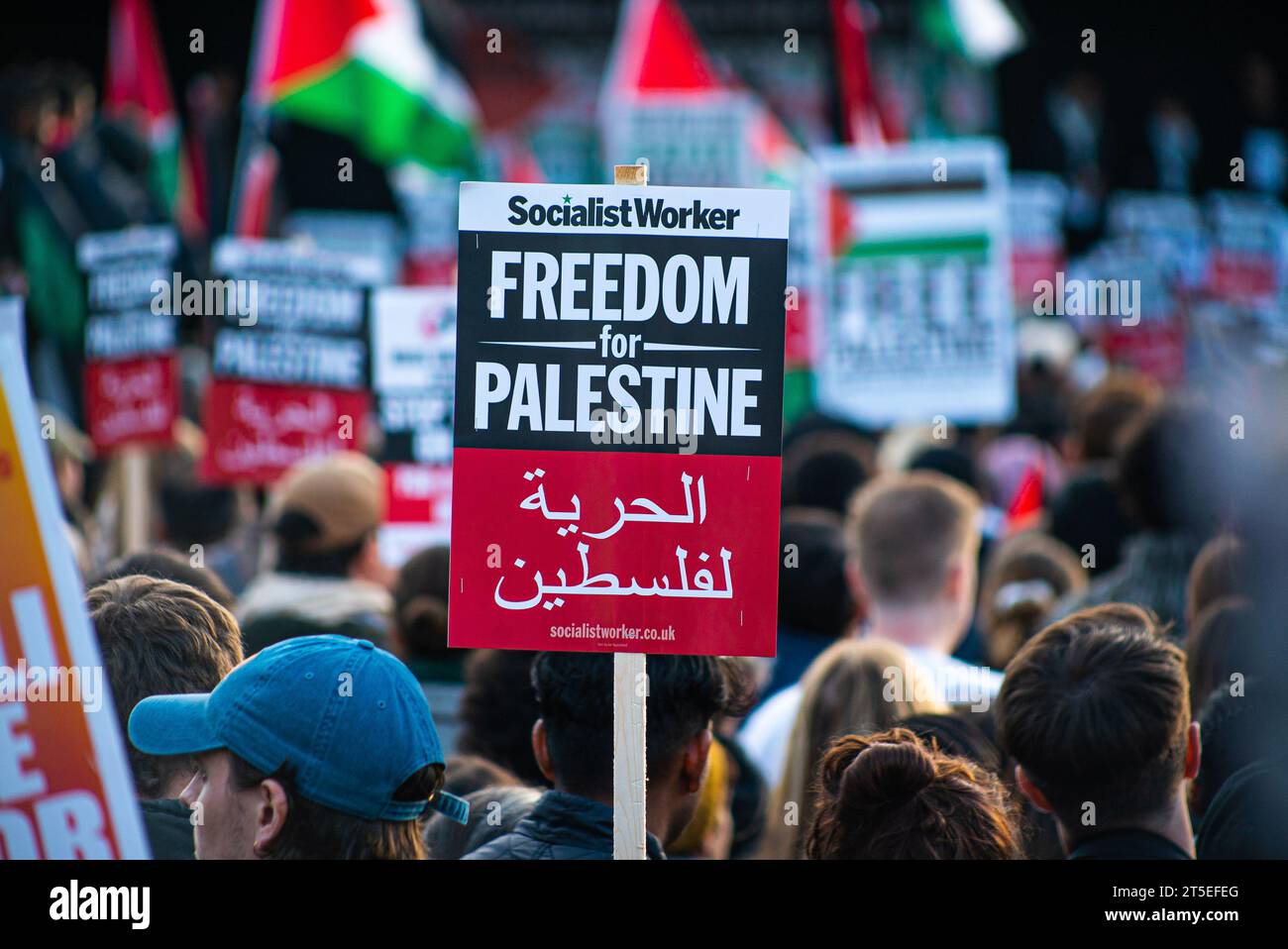 Londres, Royaume-Uni - 3 novembre 2023 : rassemblement pro-palestinien à Trafalgar Square. Banque D'Images