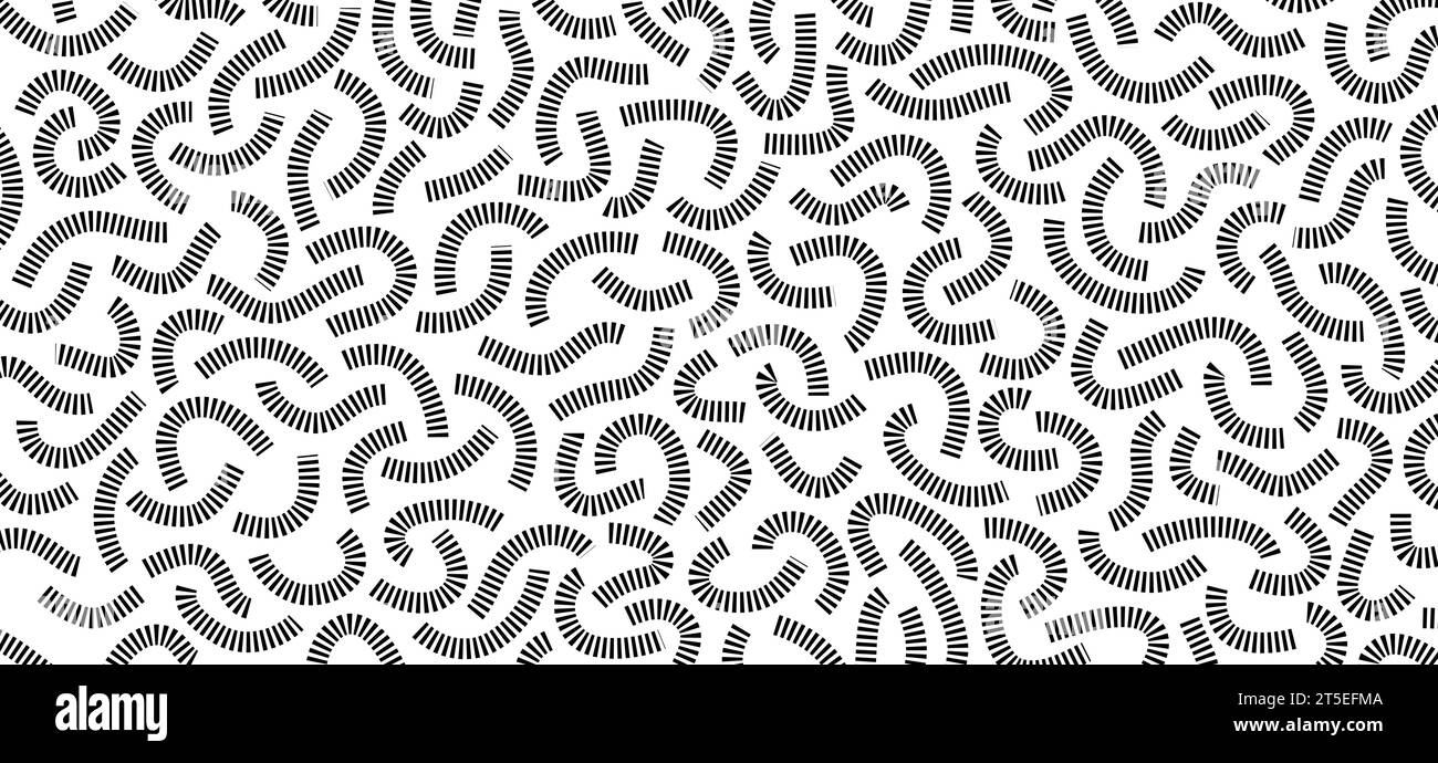 Motif de doodle monochrome. Motif drôle. Courbes noires sur fond blanc. Illustration de Vecteur