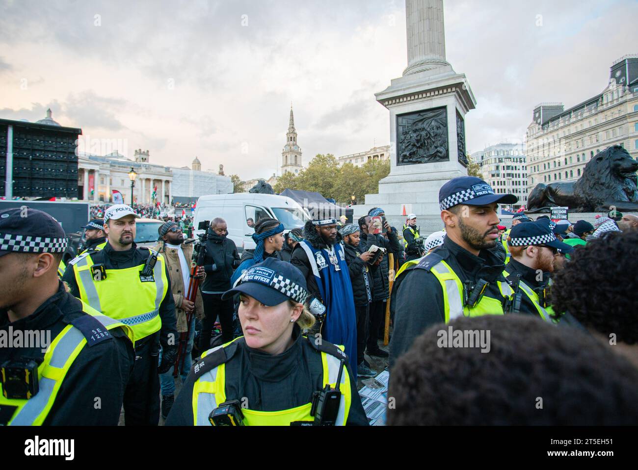Londres, Royaume-Uni - 3 novembre 2023 : rassemblement pro-palestinien à Trafalgar Square. Banque D'Images