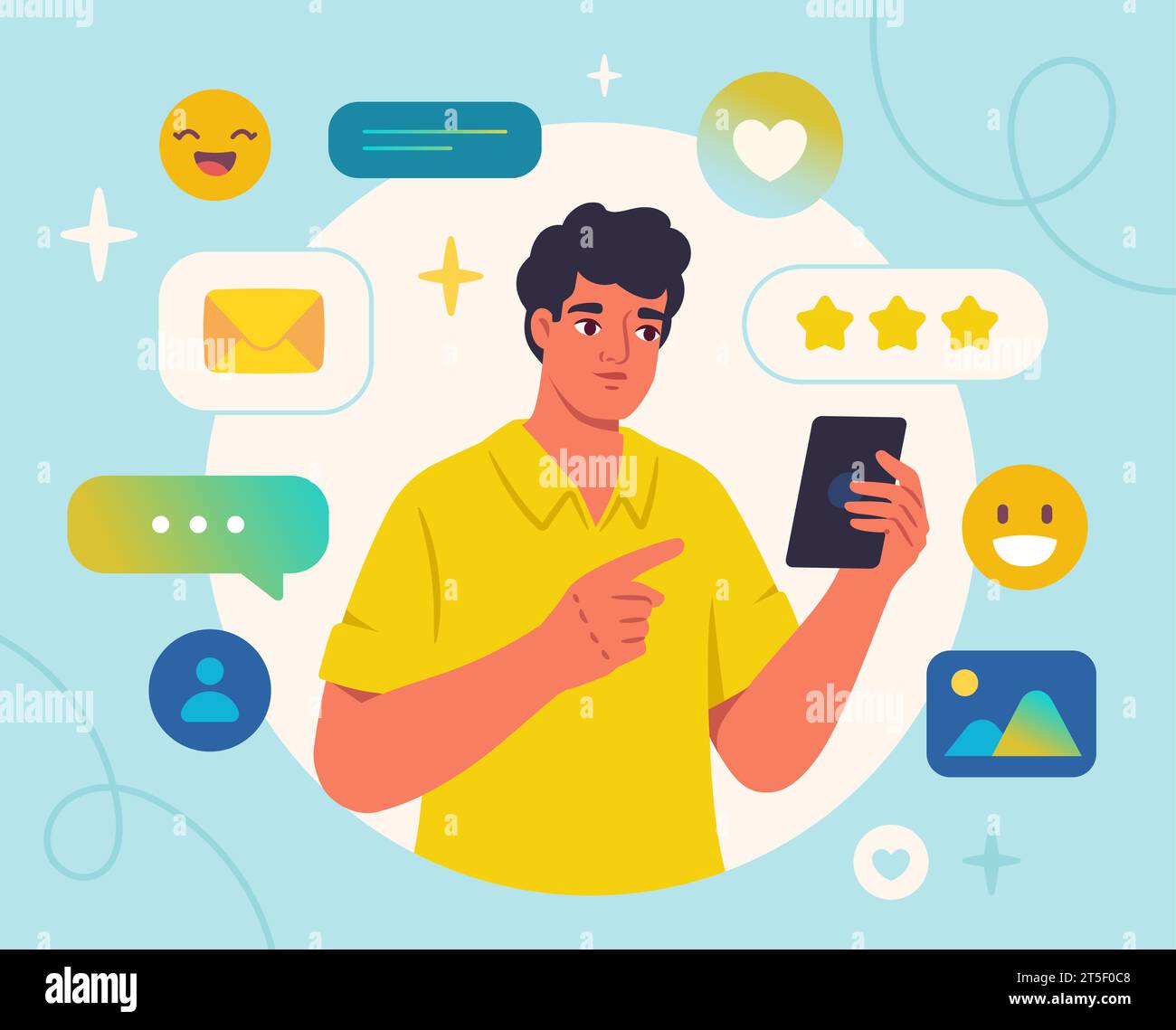 Rétroaction dans le concept de vecteur de médias sociaux Illustration de Vecteur