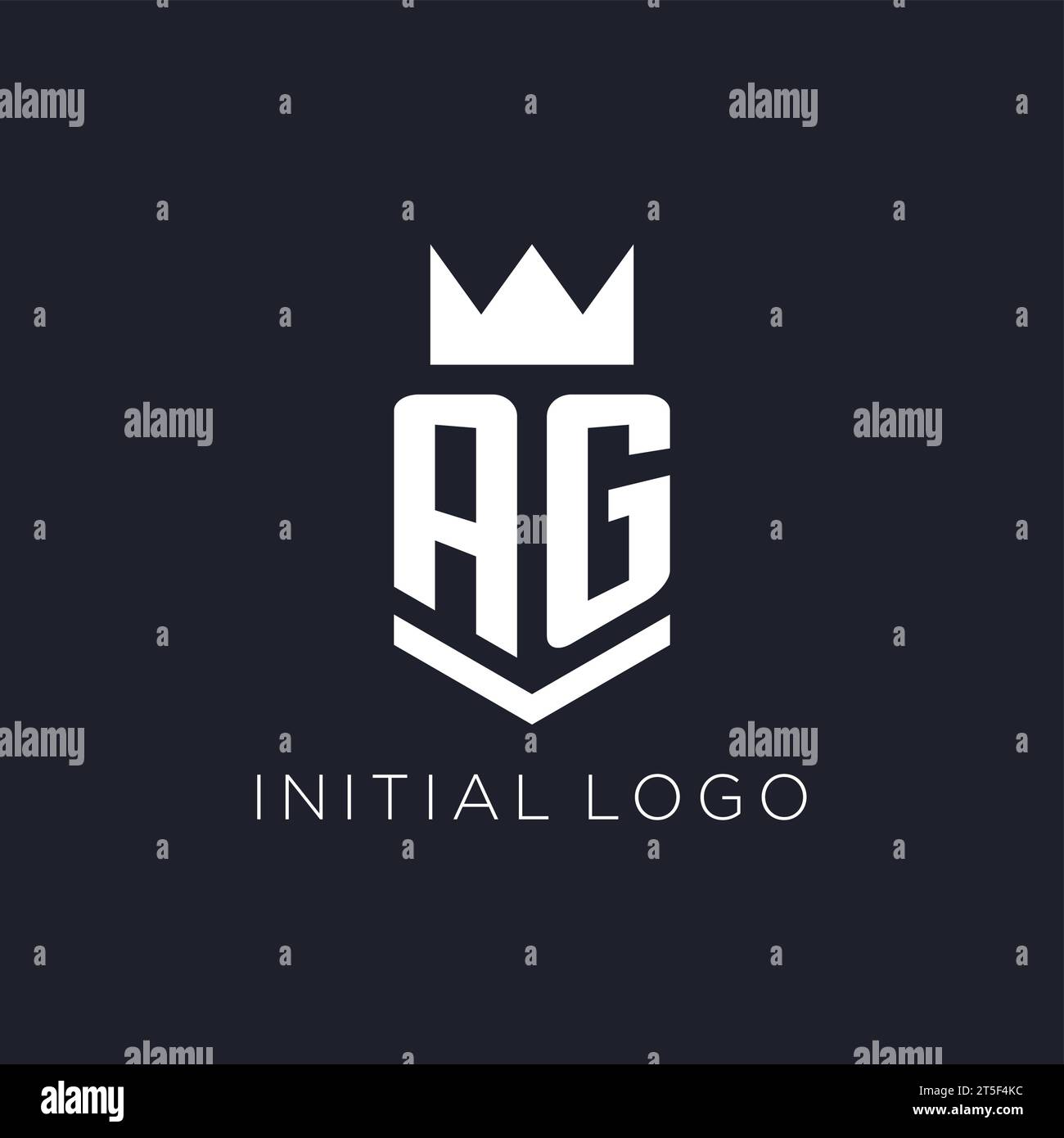 Logo AG avec bouclier et couronne, idées initiales de conception de logo de monogramme Illustration de Vecteur
