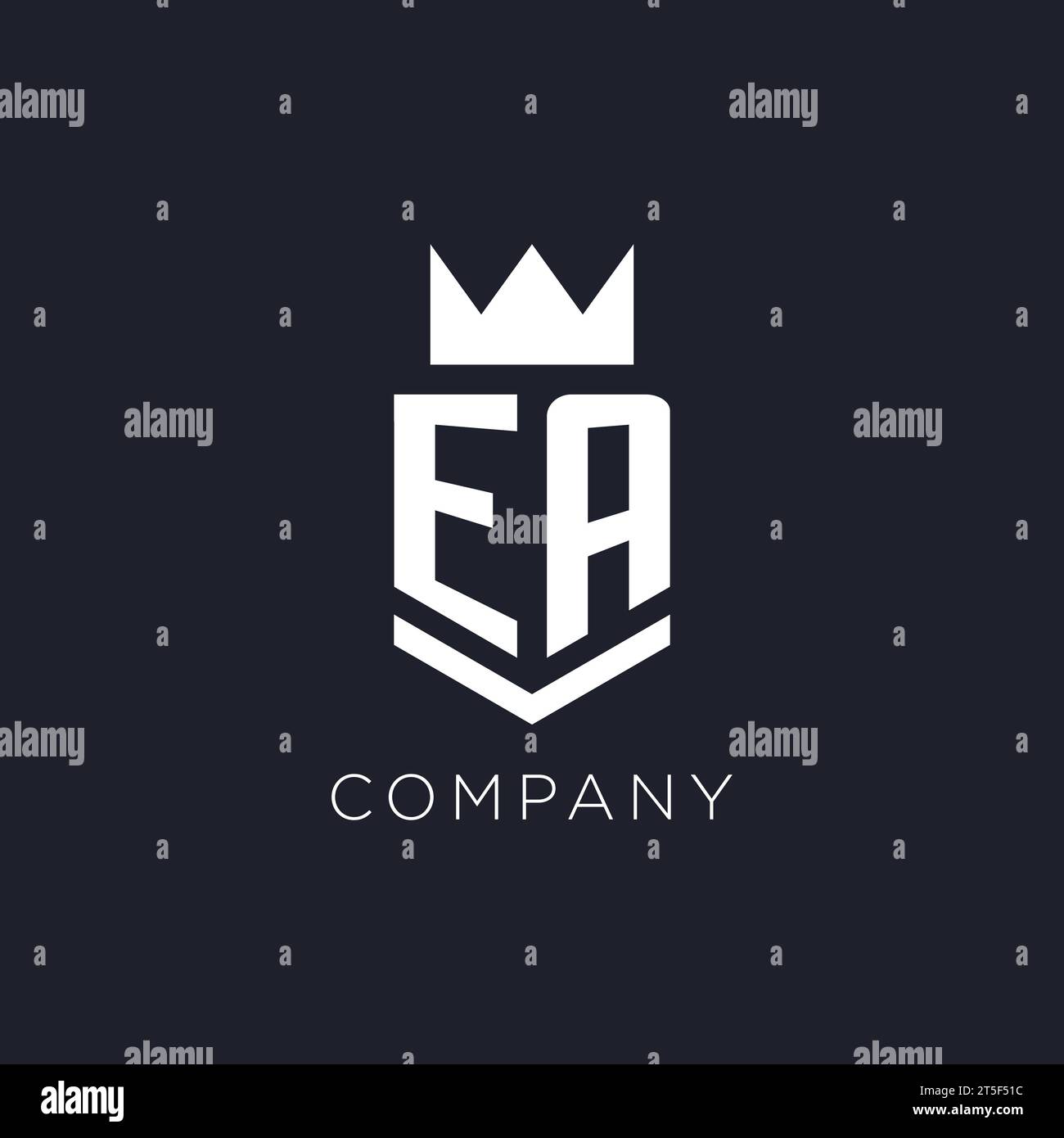 Logo EA avec bouclier et couronne, idées de conception initiale de logo de monogramme Illustration de Vecteur