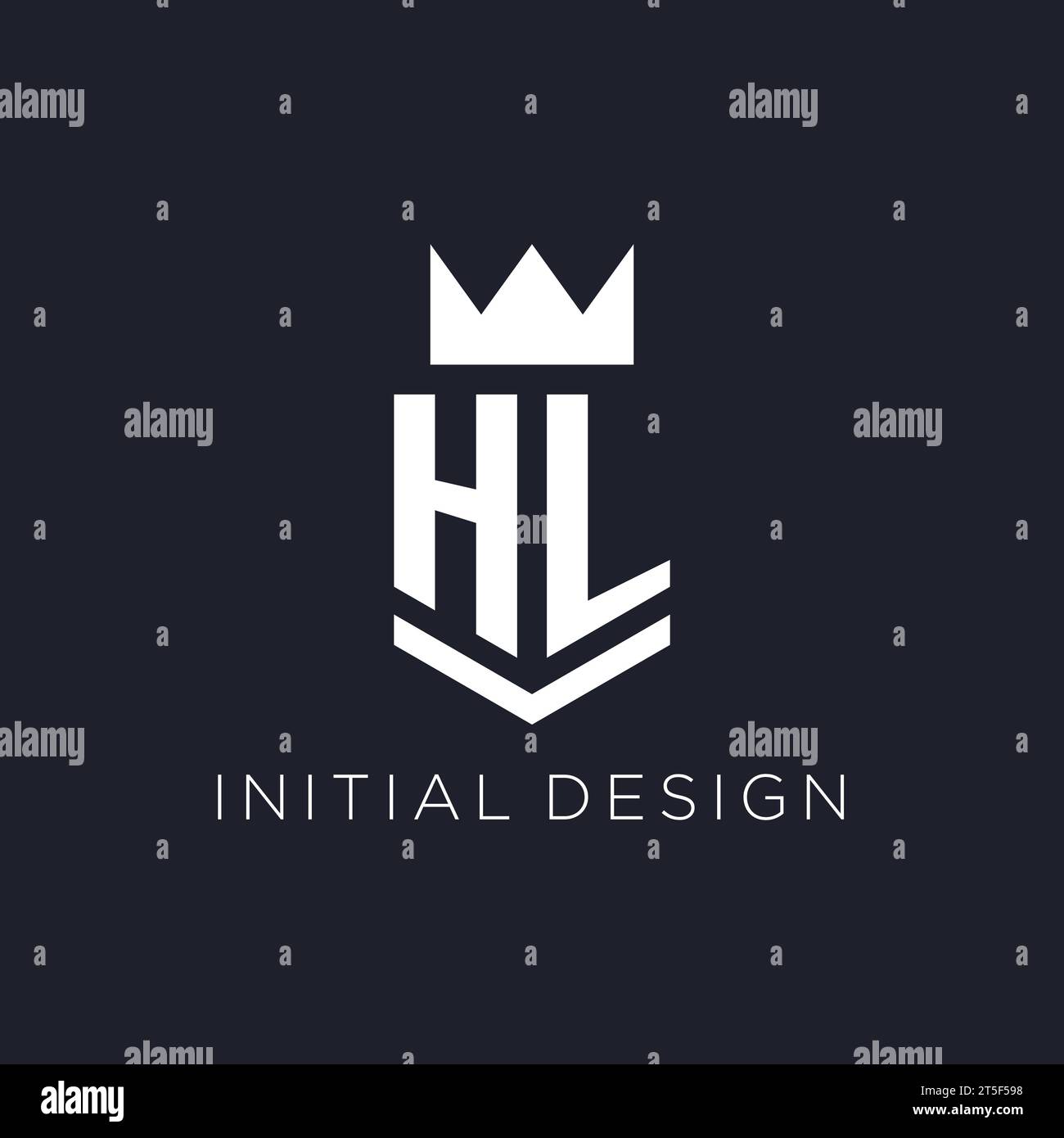 Logo HL avec bouclier et couronne, idées initiales de conception de logo monogramme Illustration de Vecteur