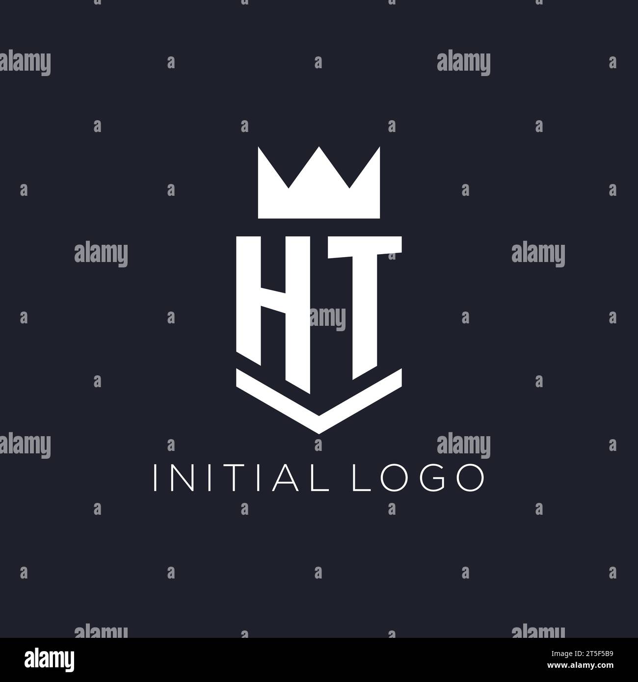 Logo HT avec bouclier et couronne, idées initiales de conception de logo de monogramme Illustration de Vecteur