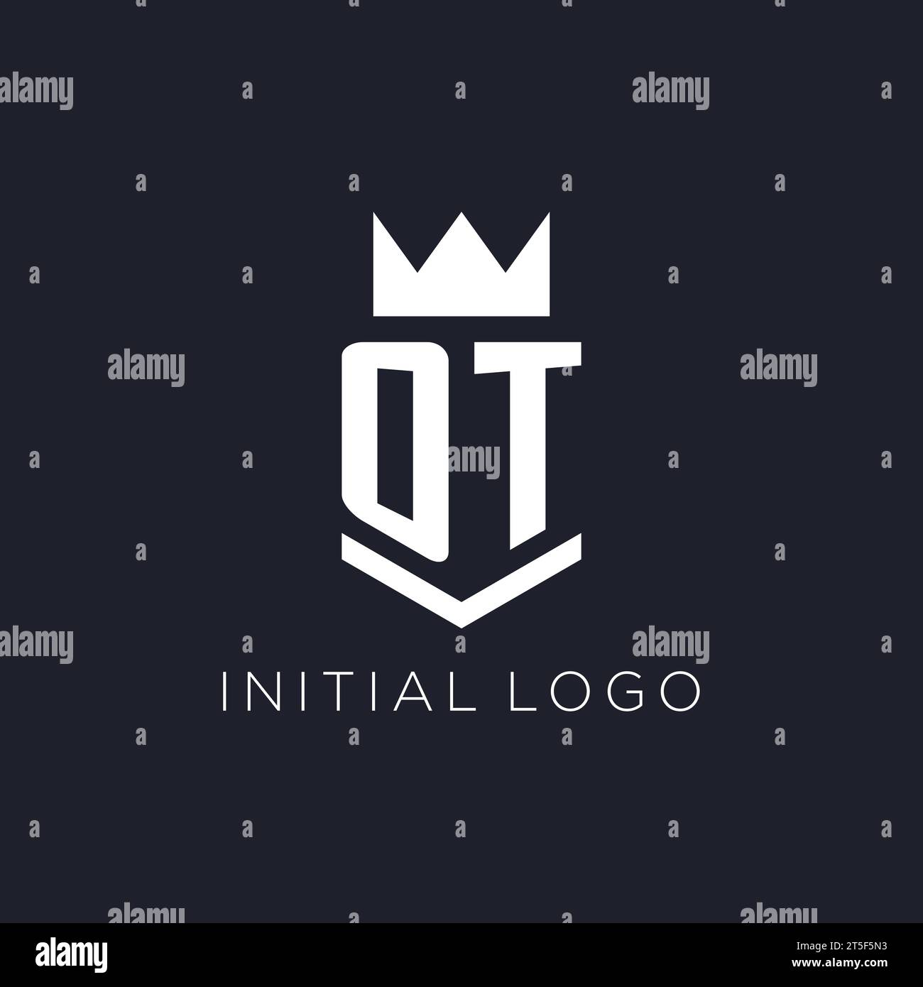 Logo OT avec bouclier et couronne, idées initiales de conception de logo monogramme Illustration de Vecteur