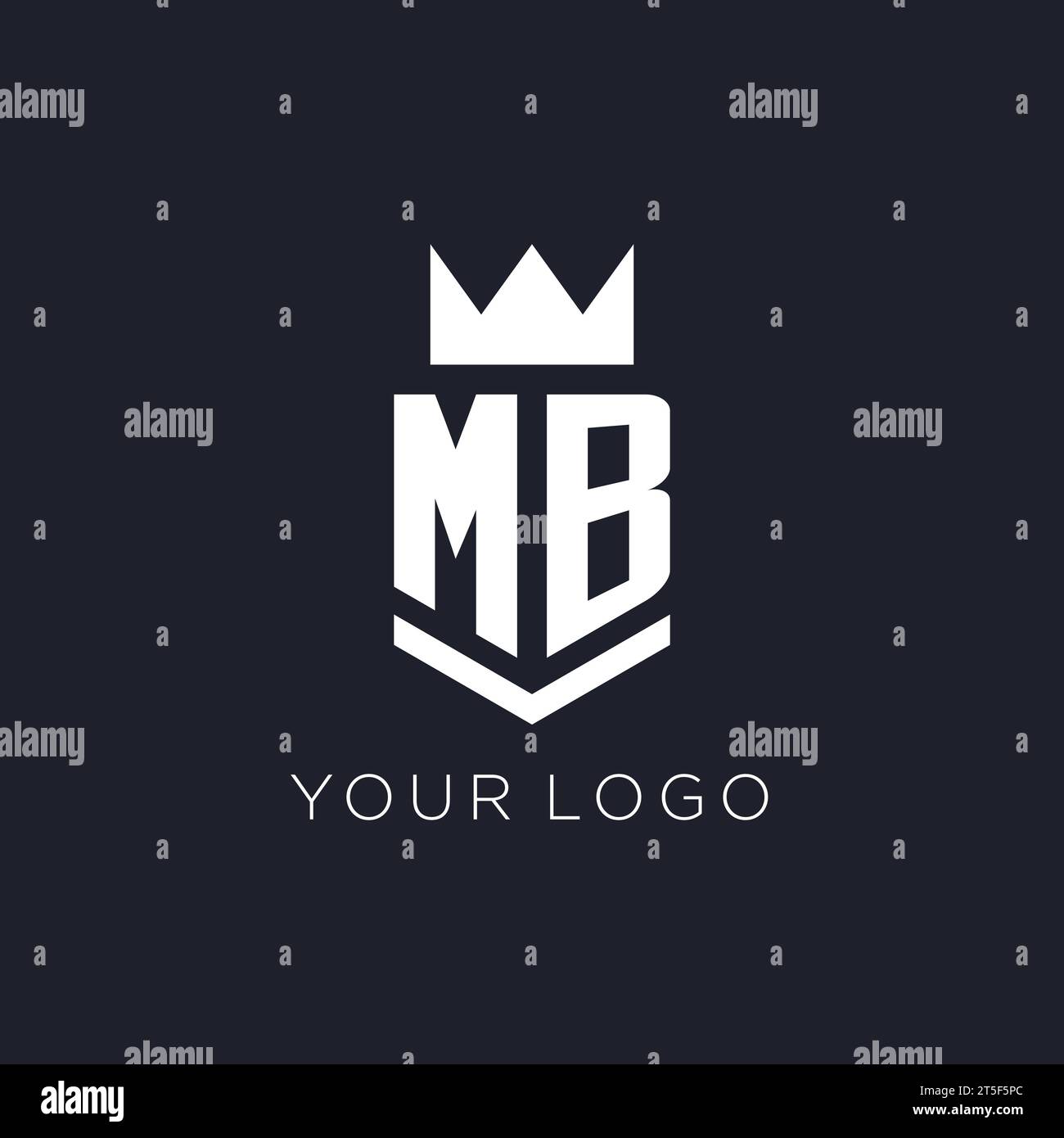 Logo MB avec bouclier et couronne, idées initiales de conception de logo de monogramme Illustration de Vecteur