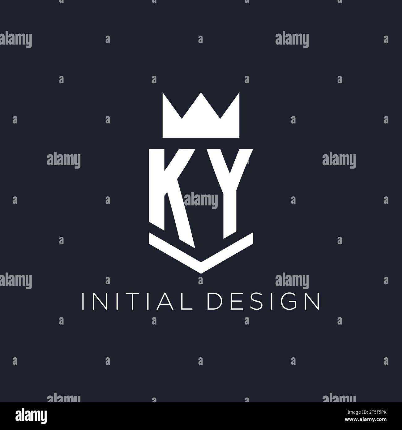 Logo KY avec bouclier et couronne, idées initiales de conception de logo de monogramme Illustration de Vecteur