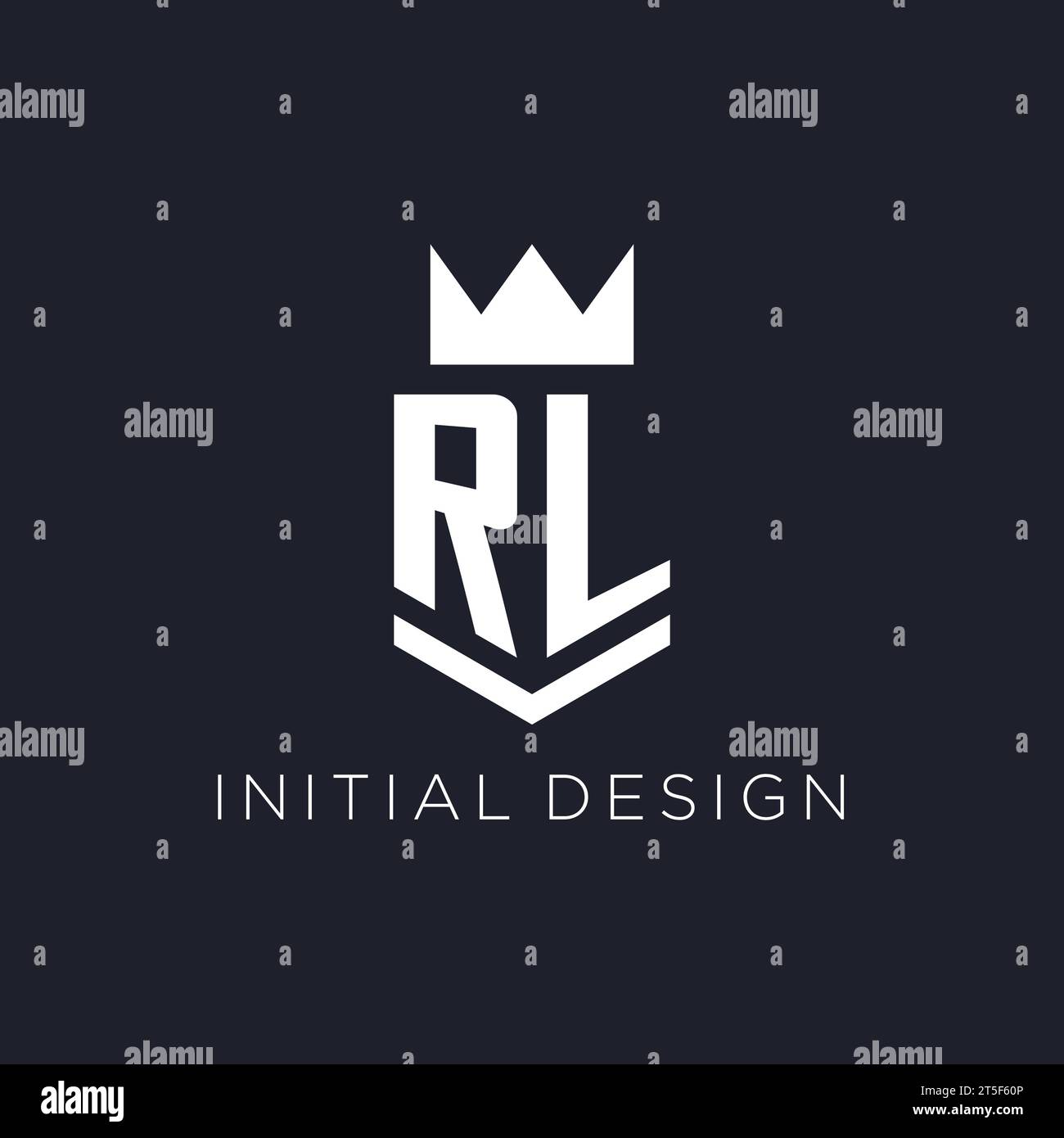 Logo RL avec bouclier et couronne, idées initiales de conception de logo de monogramme Illustration de Vecteur