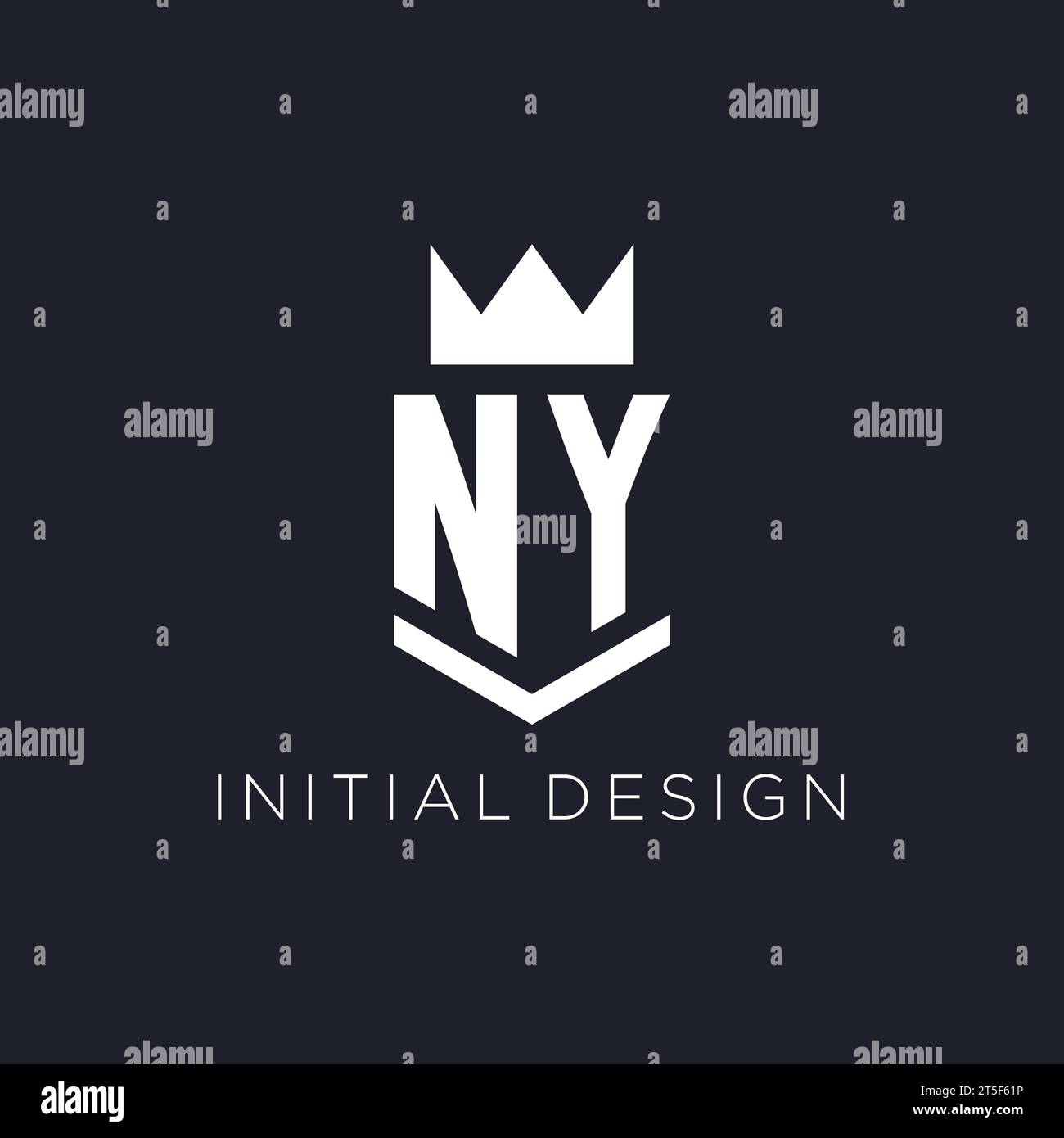 Logo NY avec bouclier et couronne, idées initiales de conception de logo de monogramme Illustration de Vecteur
