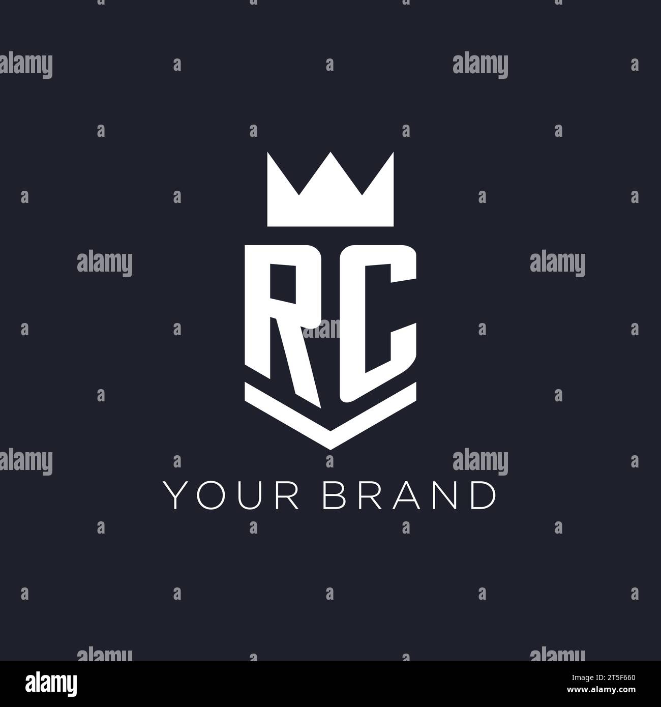 Logo RC avec bouclier et couronne, idées initiales de conception de logo de monogramme Illustration de Vecteur