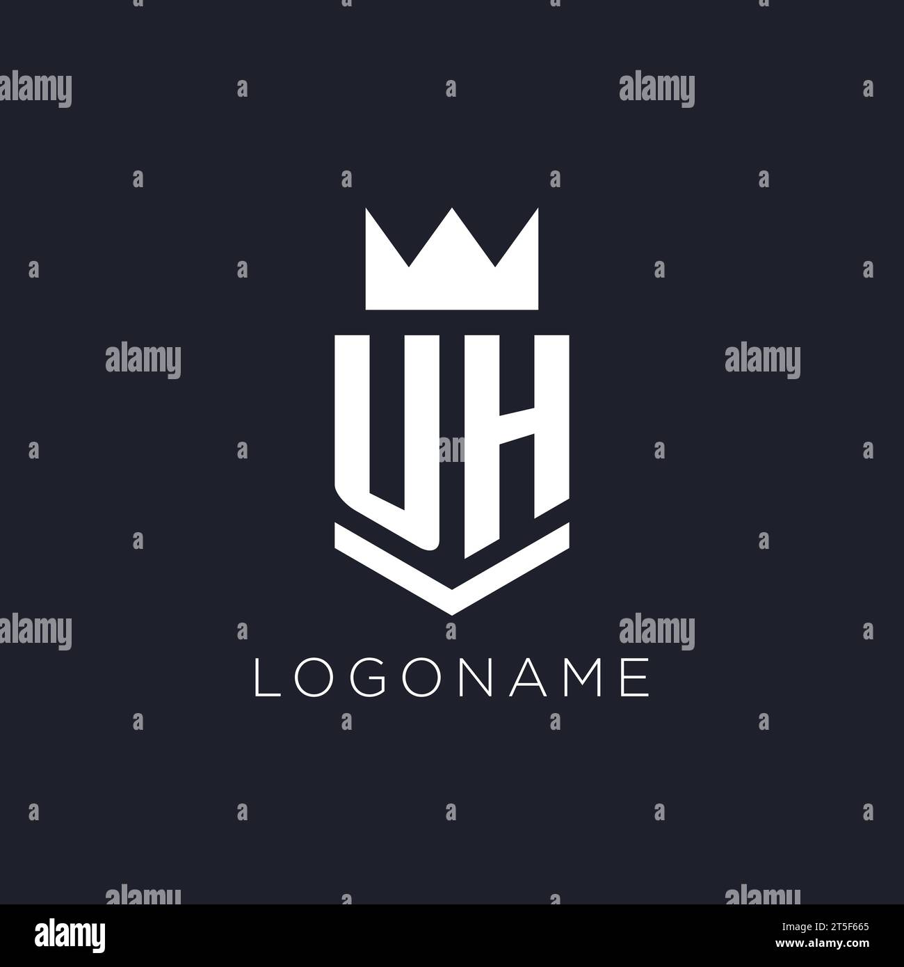 UH logo avec bouclier et couronne, idées initiales de conception de logo monogramme Illustration de Vecteur