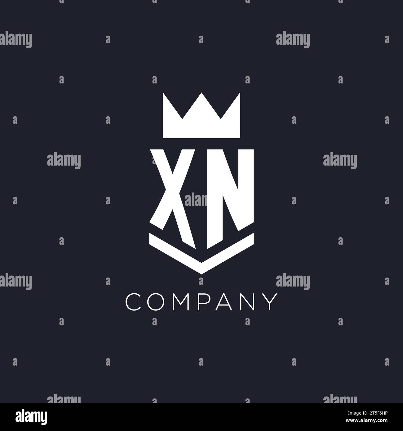 Logo XN avec bouclier et couronne, idées initiales de conception de logo monogramme Illustration de Vecteur