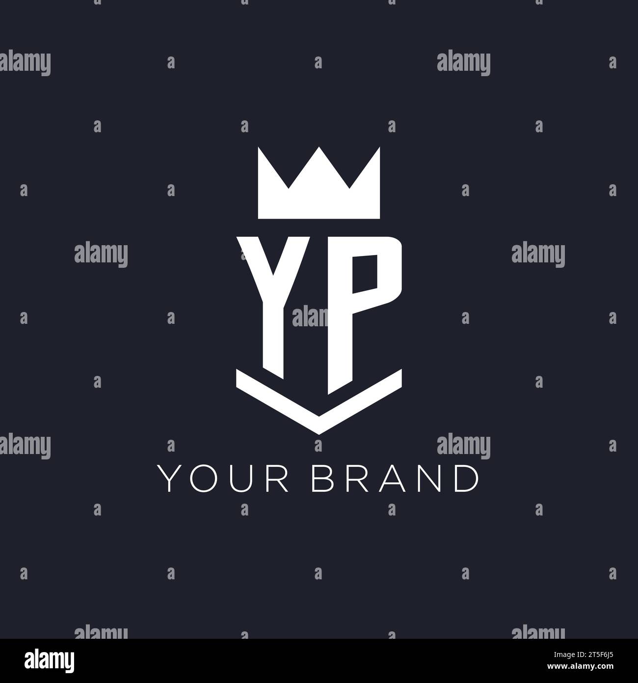 Logo YP avec bouclier et couronne, idées initiales de conception de logo monogramme Illustration de Vecteur