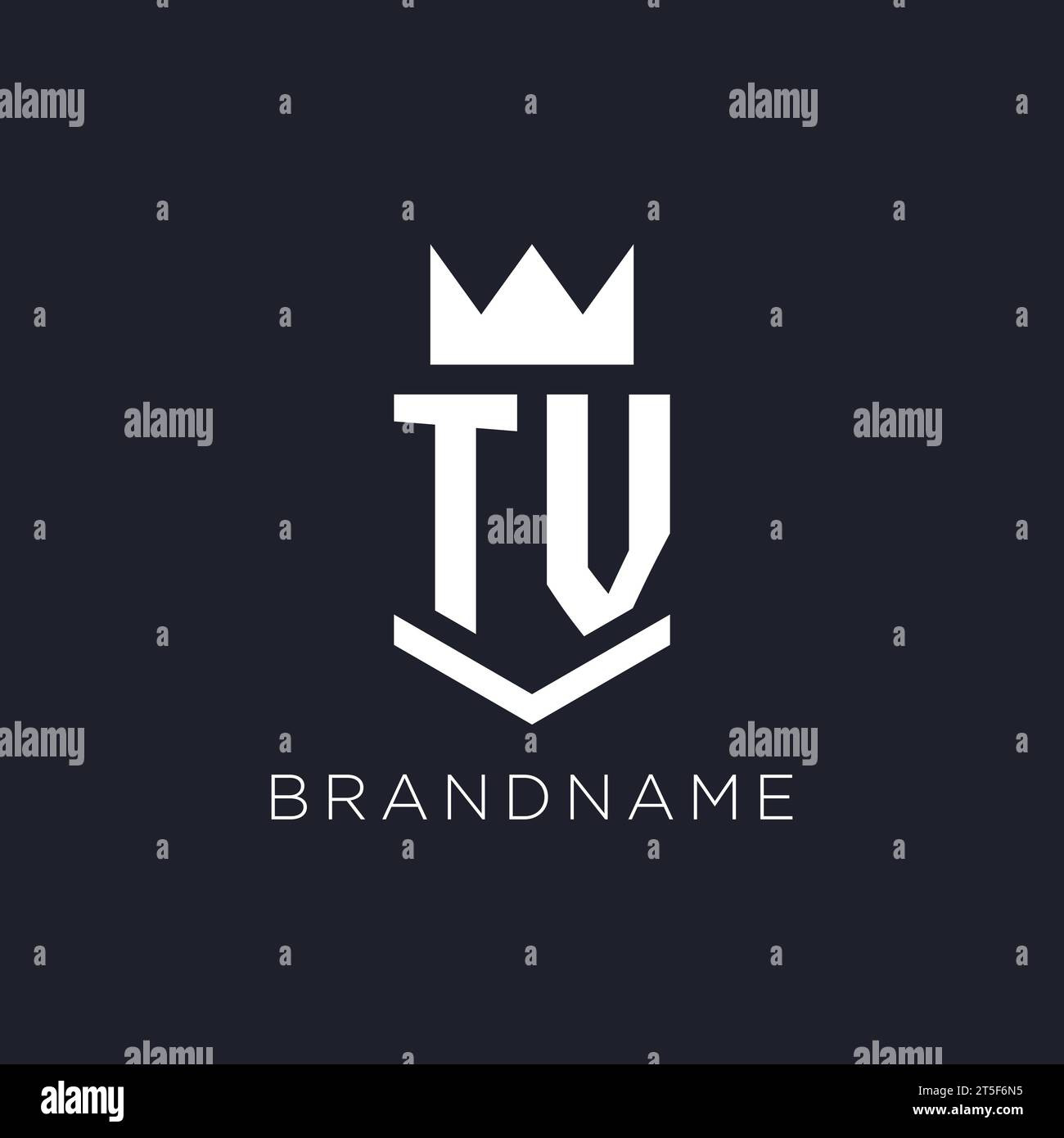 Logo TV avec bouclier et couronne, idées initiales de conception de logo de monogramme Illustration de Vecteur