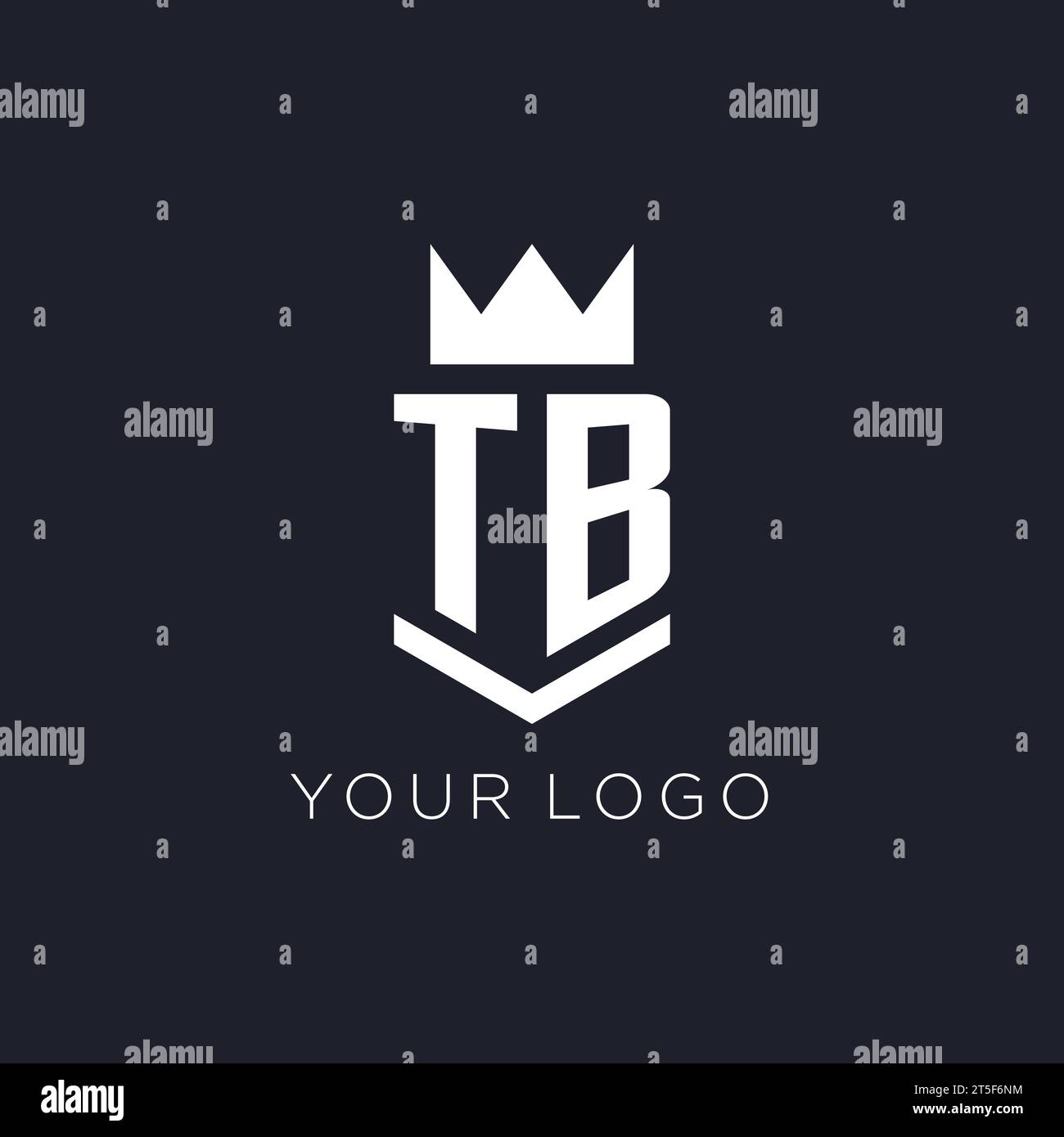 Logo TB avec bouclier et couronne, idées de conception initiale de logo de monogramme Illustration de Vecteur