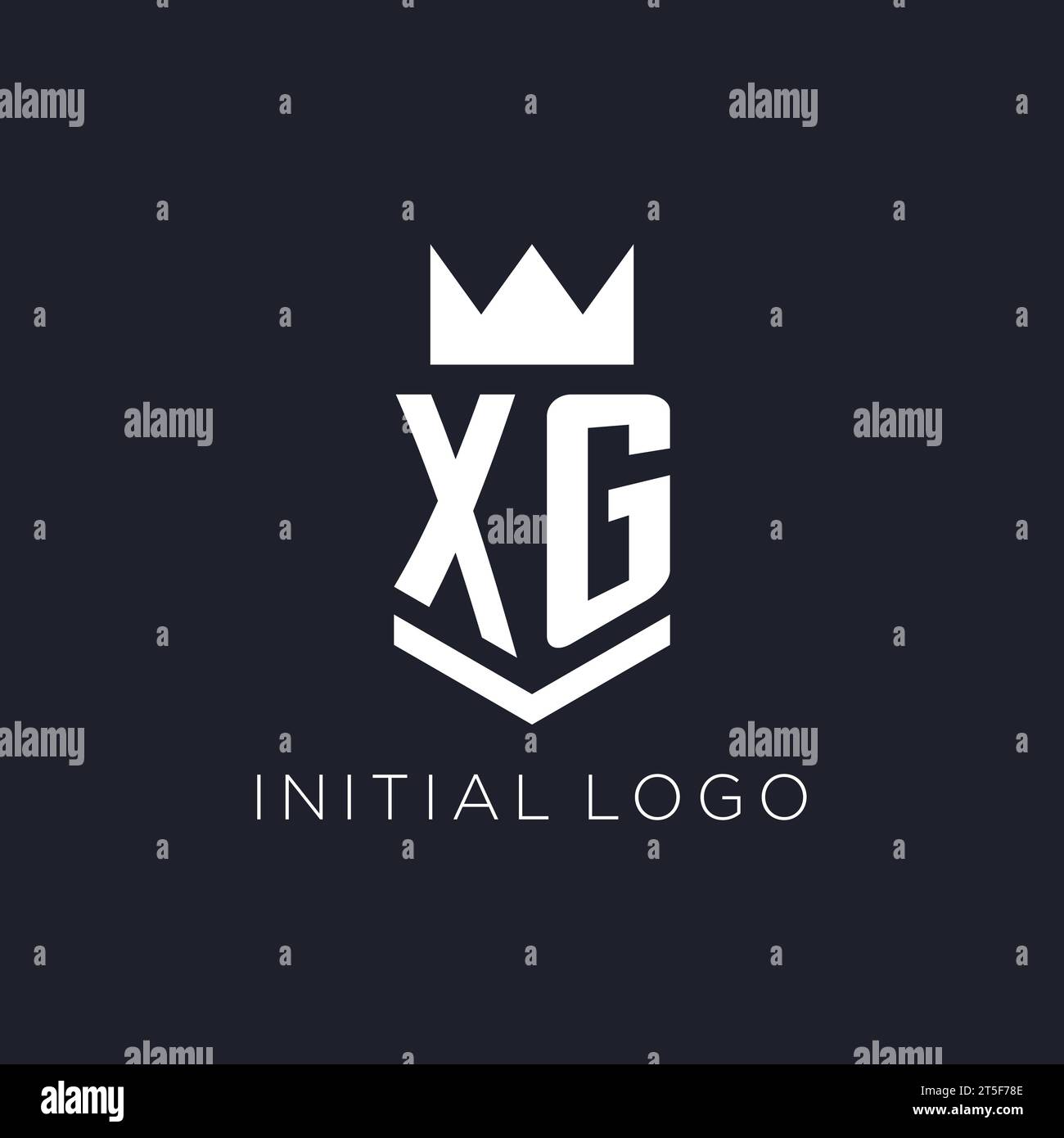 Logo XG avec bouclier et couronne, idées initiales de conception de logo monogramme Illustration de Vecteur
