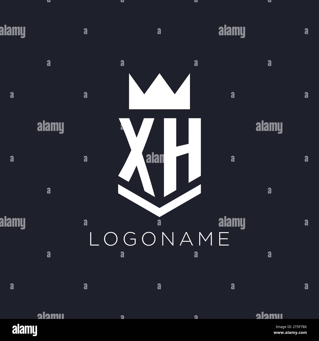 Logo XH avec bouclier et couronne, idées initiales de conception de logo monogramme Illustration de Vecteur