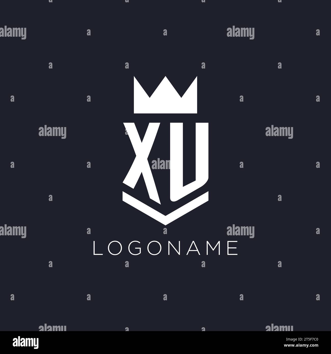 Logo XU avec bouclier et couronne, idées initiales de conception de logo monogramme Illustration de Vecteur