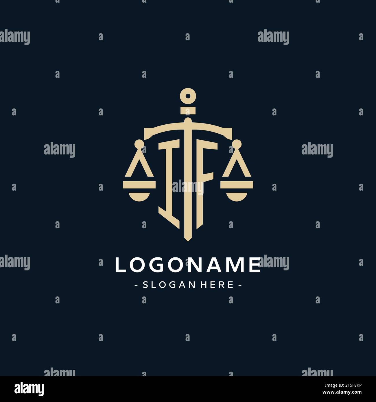 SI logo initial avec l'échelle de la justice et icône de bouclier, luxe et style élégant de logo de cabinet d'avocats Illustration de Vecteur