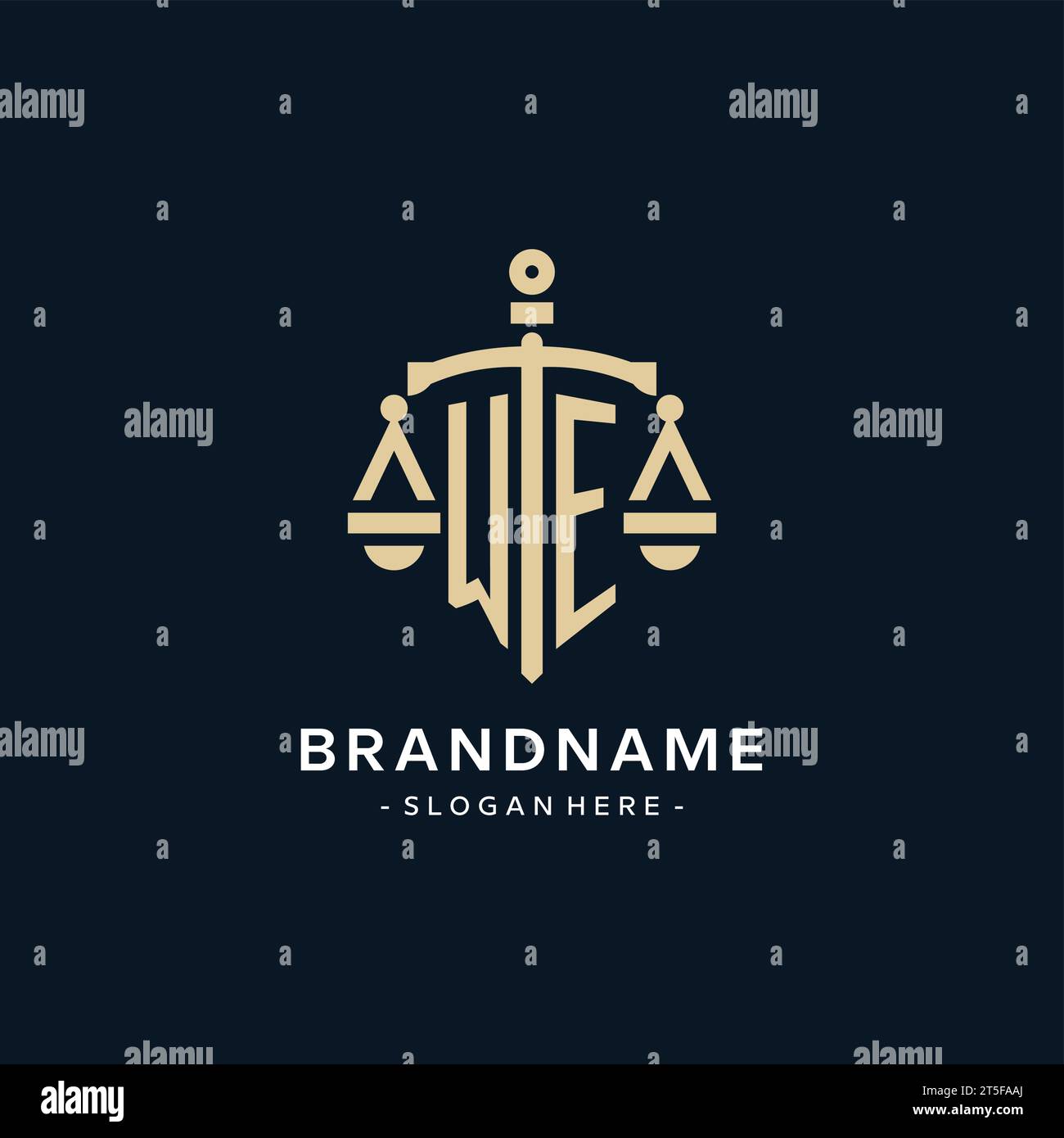 NOUS logo initial avec l'échelle de l'icône de justice et de bouclier, le luxe et le style élégant de logo de cabinet d'avocats Illustration de Vecteur