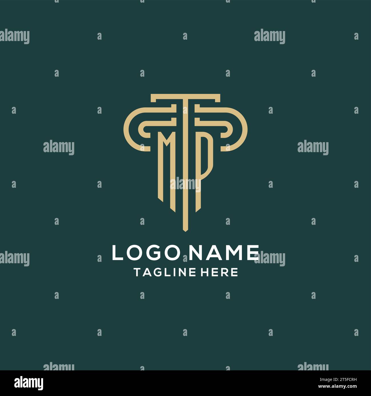 Logo de pilier MP initial, graphique vectoriel de logo de cabinet d'avocats élégant et de luxe Illustration de Vecteur