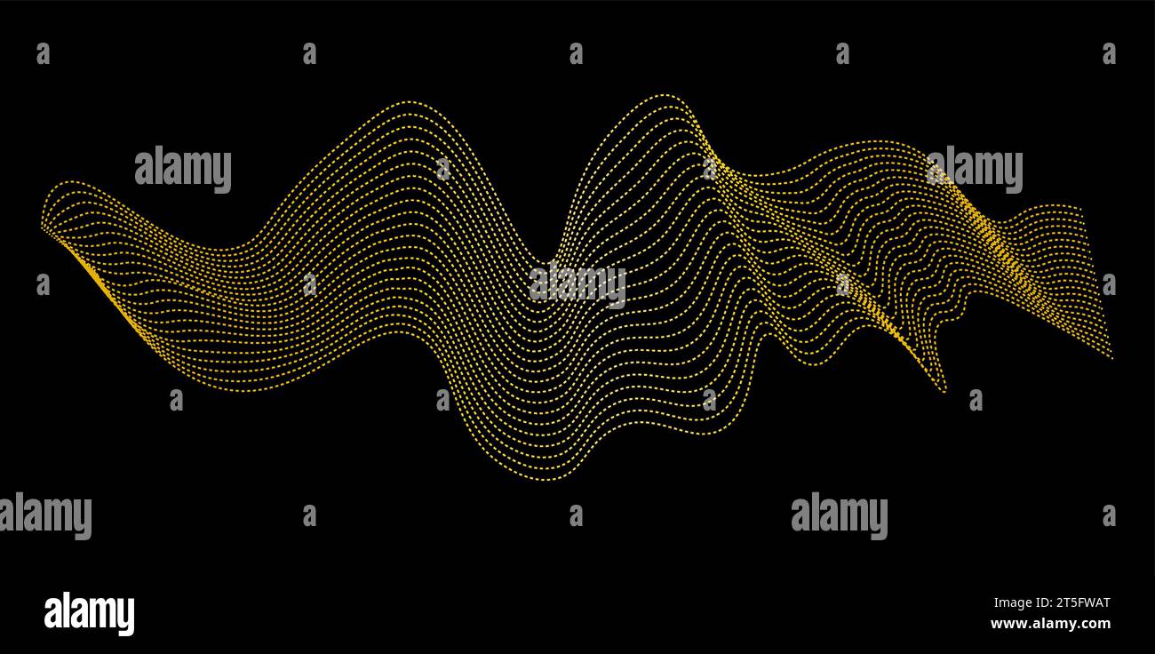 Les données profondes font partie du Big Data. hud iu onde ponctuelle. Lueur jaune dans le noir Illustration de Vecteur