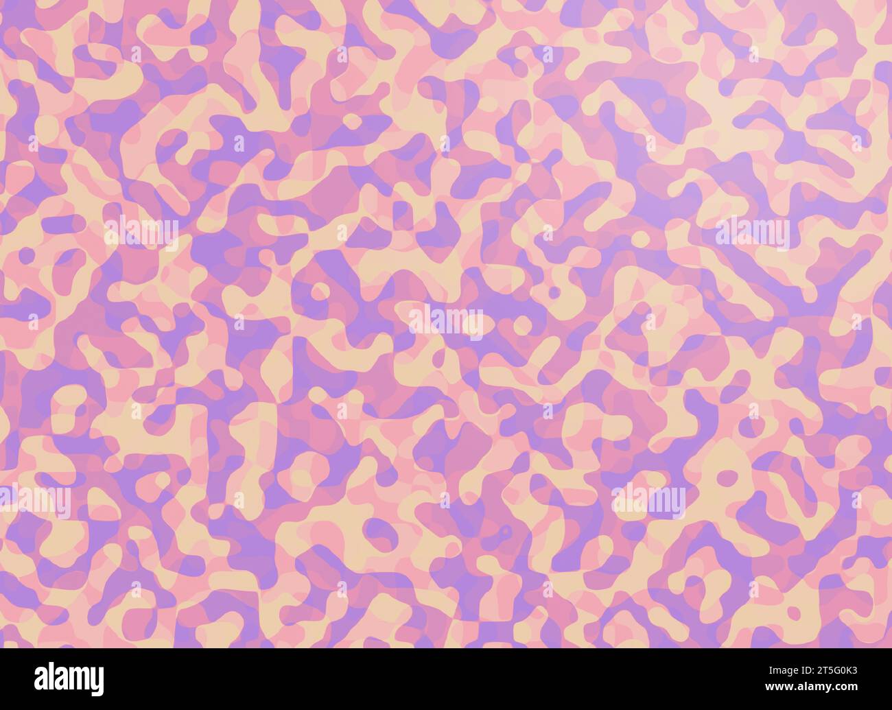 Formes et motifs superposés abstraits et chaotiques violets, roses et oranges. Fond coloré plein cadre abstrait haute résolution avec espace de copie. Banque D'Images