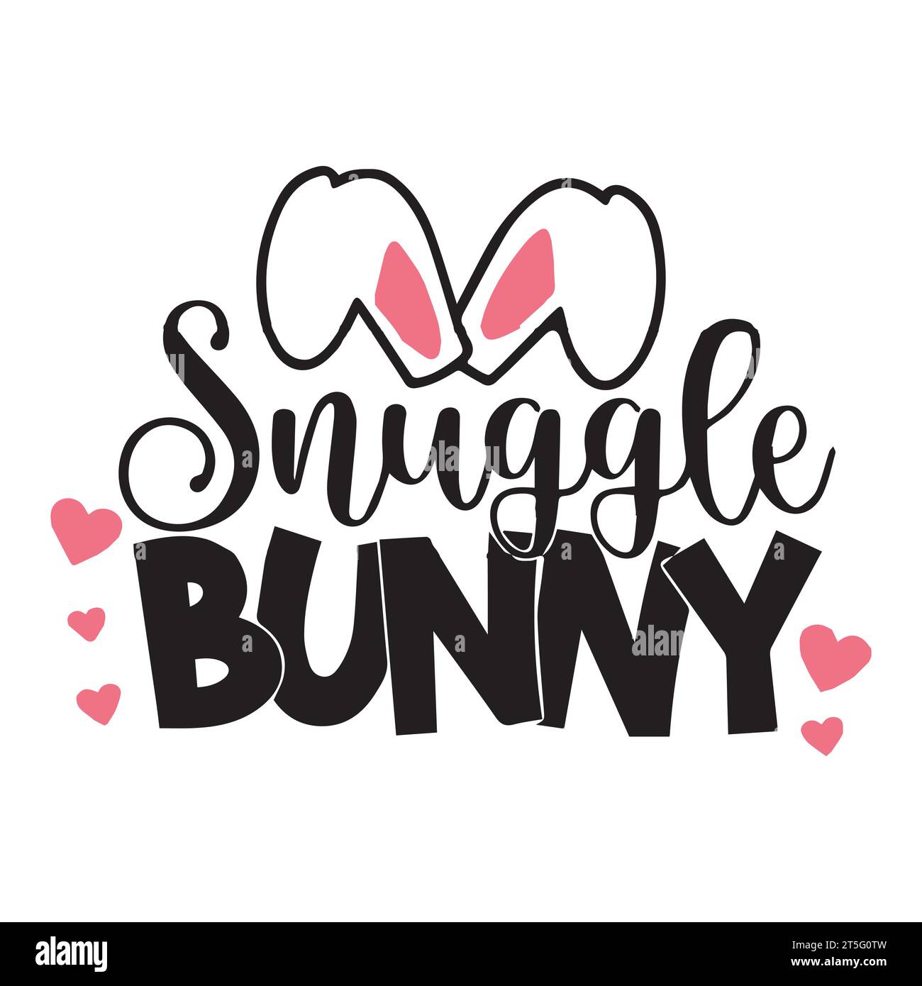 Snuggle Bunny - conception mignonne de lapin de Pâques, drôle de doodle dessiné à la main, lapin de Pâques de bande dessinée. Illustration de Vecteur