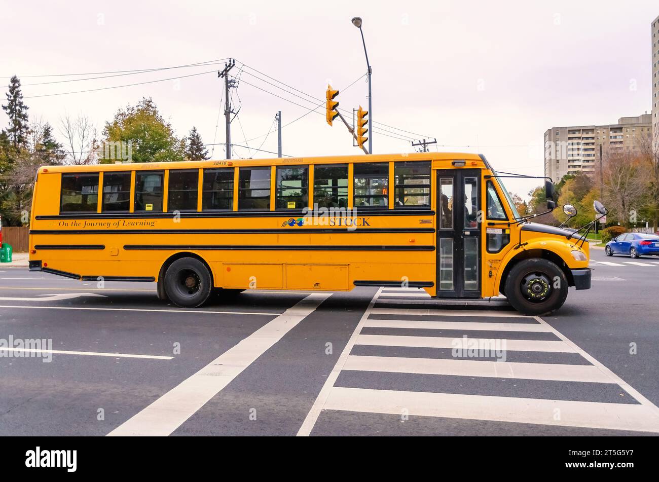 Toronto, Canada, 2013, stock jaune autobus scolaire ou camion. Banque D'Images