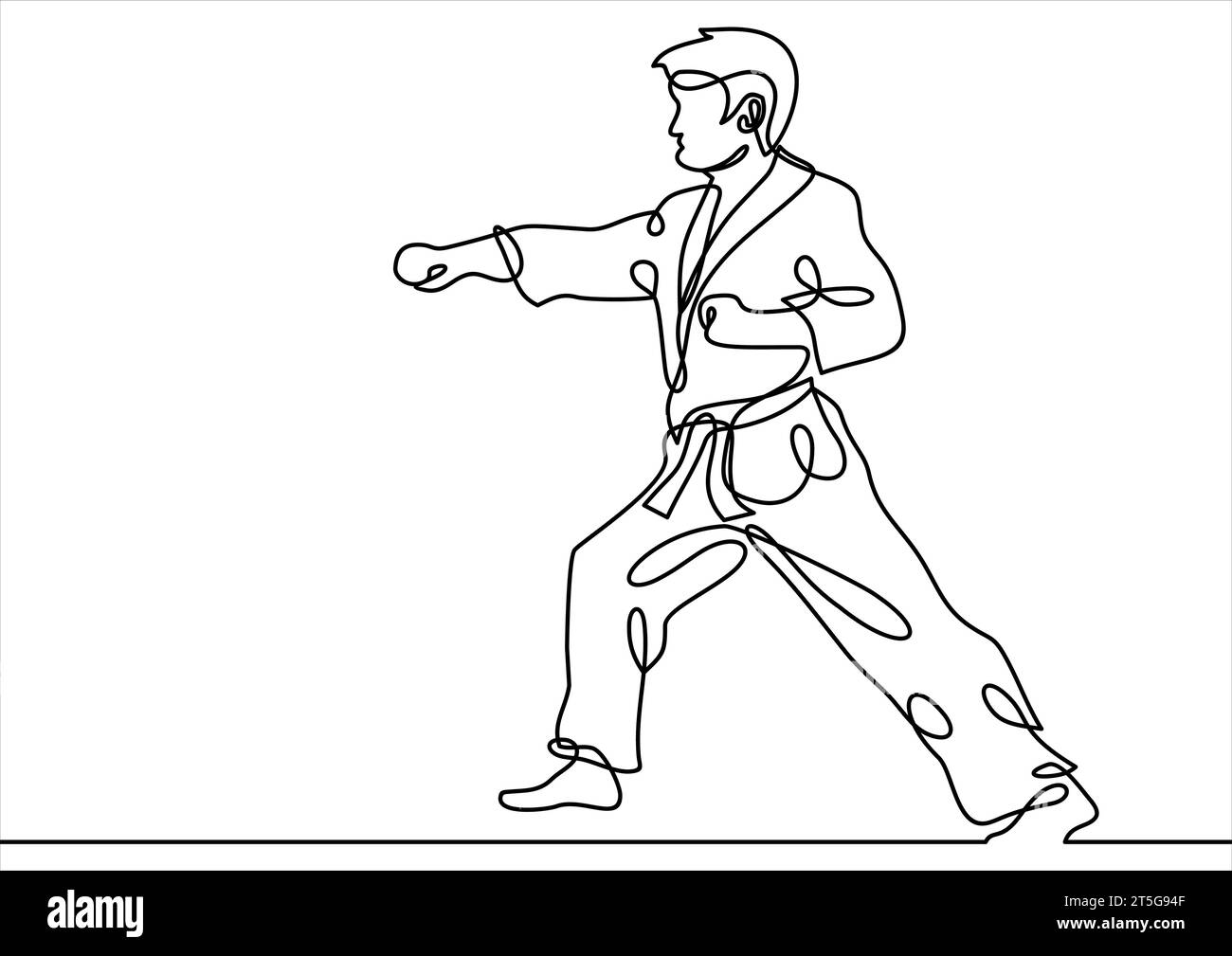 Karaté vectoriel - dessin au trait continu Illustration de Vecteur