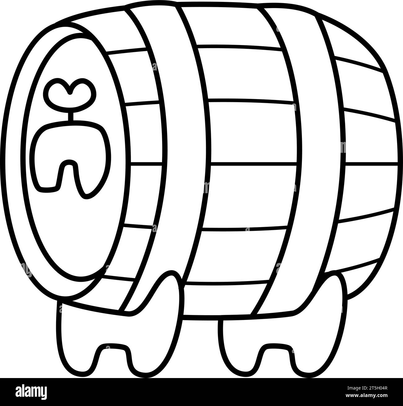 Vecteur baril avec icône de ligne de vin. Illustration en fût noir et blanc. Élément clipart de symbole de France mignon ou page à colorier. Boisson alcoolisée fût illustré Illustration de Vecteur