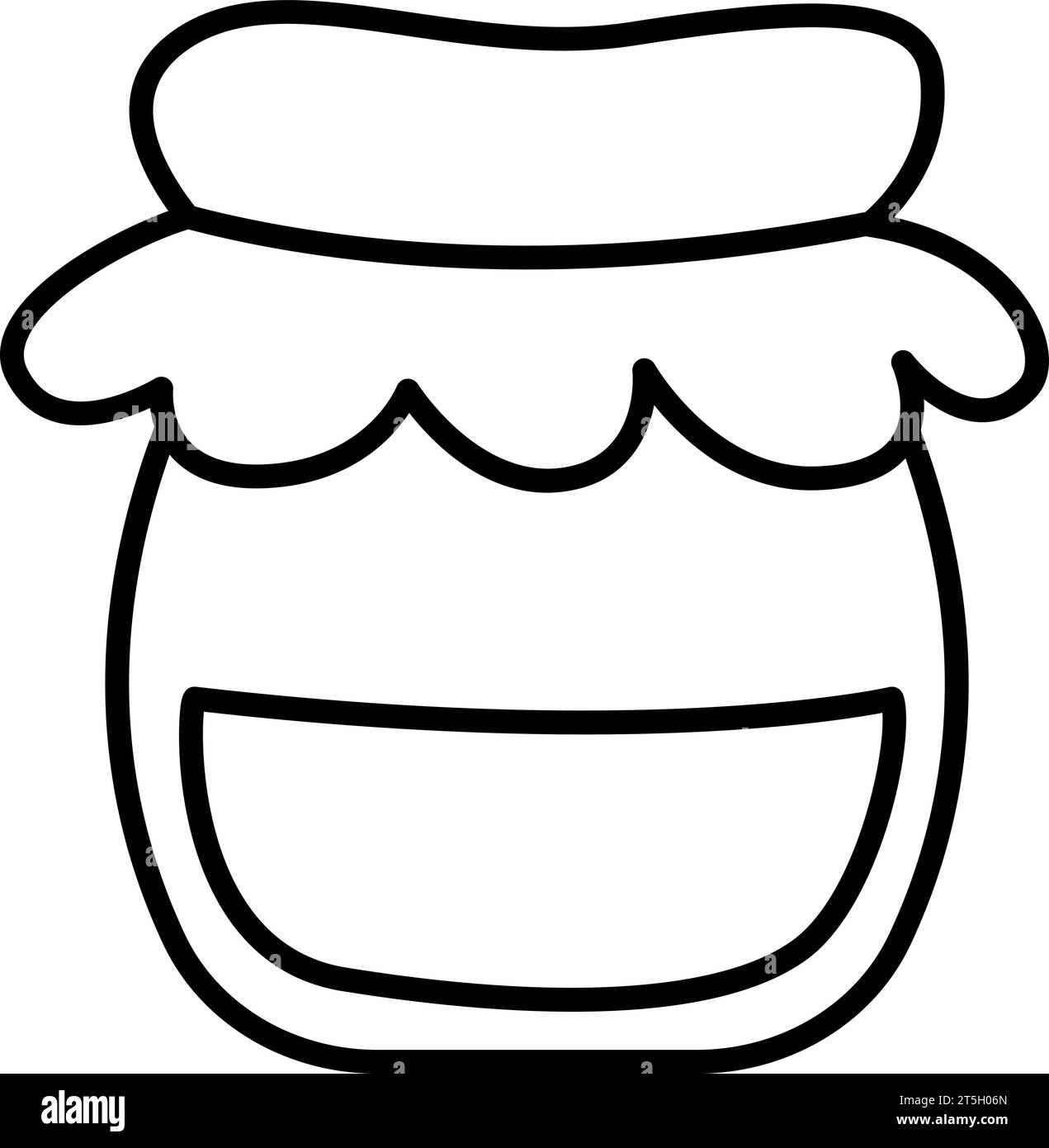Icône de ligne de pot de miel ou de moutarde vecteur. Mignon pot en verre rural noir et blanc attaché avec du tissu. Illustration de ferme apicole plate ou page à colorier Illustration de Vecteur