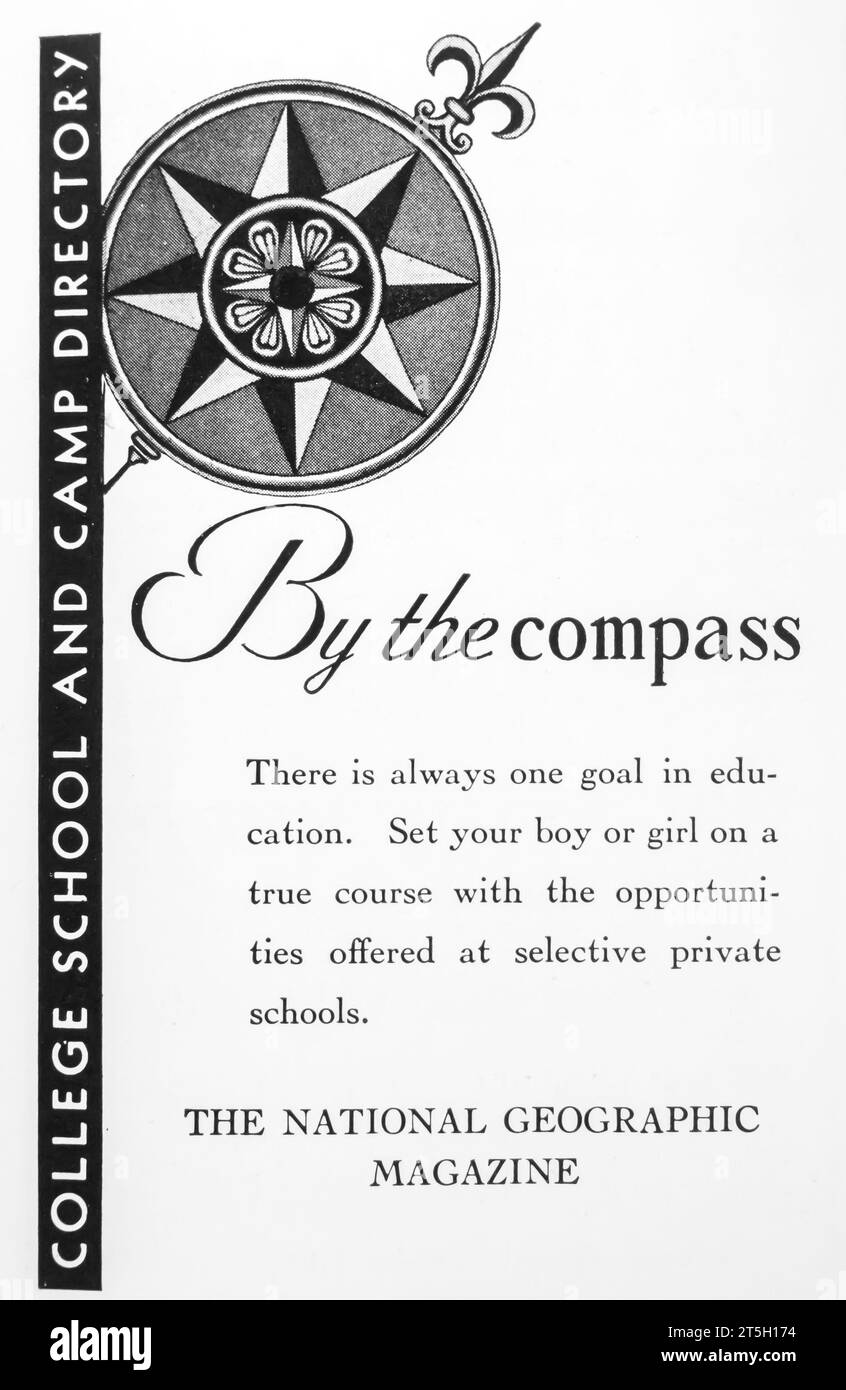 1934 Annuaire de l'école et du camp par l'annonce éducative Compass Banque D'Images