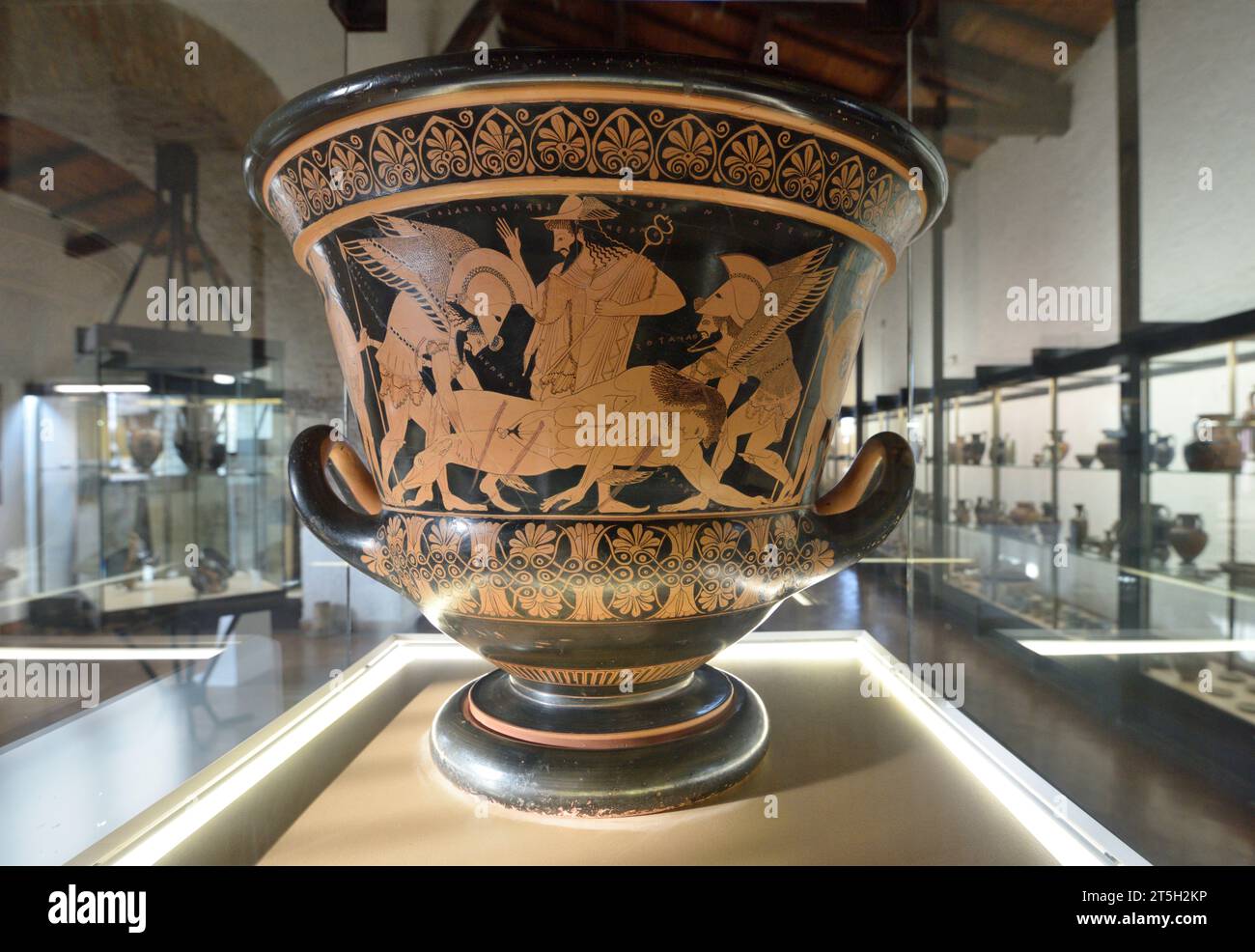 Grenier rouge-figure krater (510-550 av. J.-C.), Museo Nazionale Archeologico Cerite, Cerveteri, Latium, Italie Banque D'Images