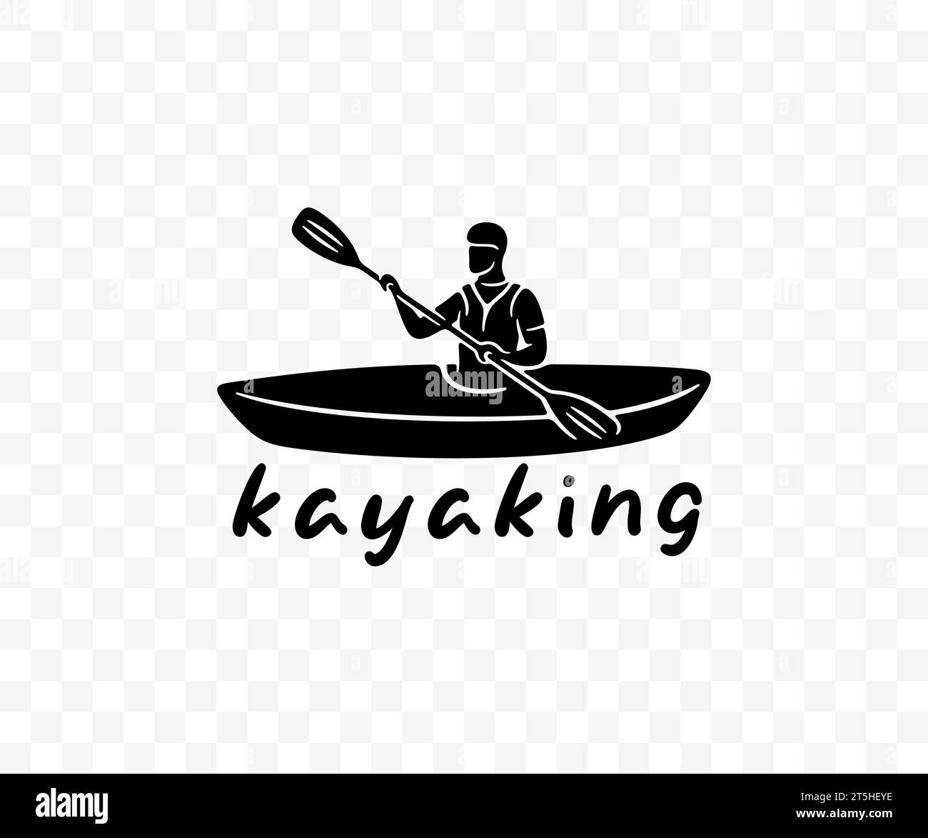 Kayak, kayak, aviron, pagayage et canoë, graphisme. Kayaker, canoë, sport, loisir, voyage, voyages et voyages, conception vectorielle Illustration de Vecteur