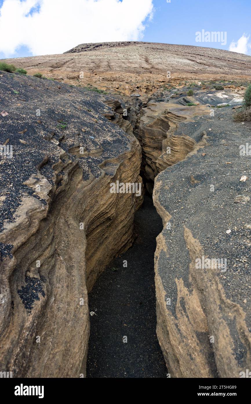 Espagne, Lanzarote, îles Canaries : Las Grietas du Montana Blanca, les fissures de la montagne Blanche Banque D'Images