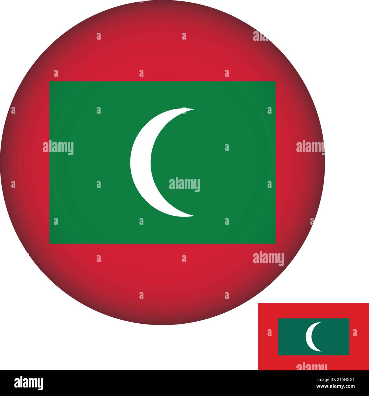 Vecteur de forme ronde du drapeau des Maldives Illustration de Vecteur