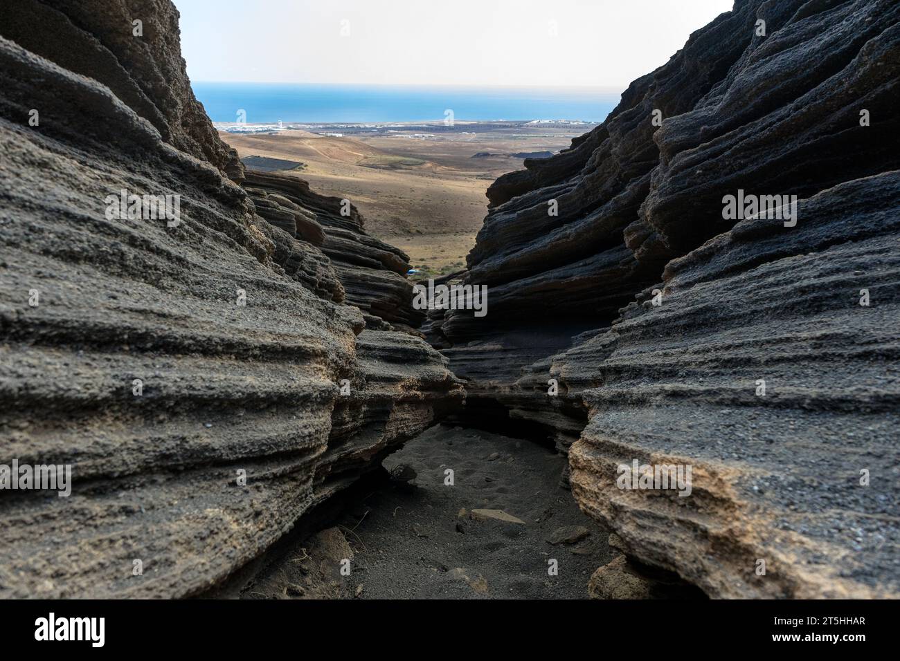 Espagne, Lanzarote, îles Canaries : Las Grietas du Montana Blanca, les fissures de la montagne Blanche Banque D'Images